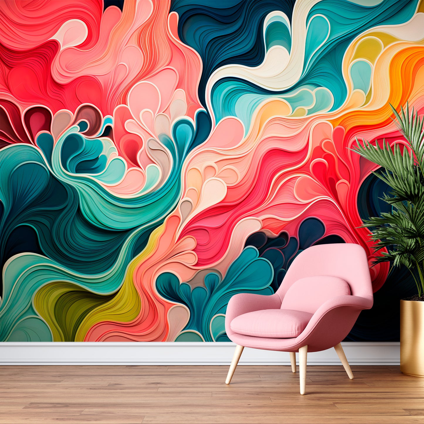 Alcohol Ink Art Mural Multicolor Abstract
