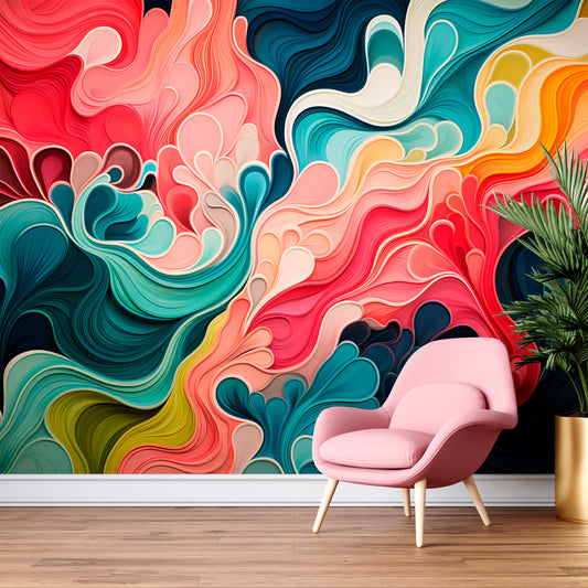 Alcohol Ink Art Mural Multicolor Abstract