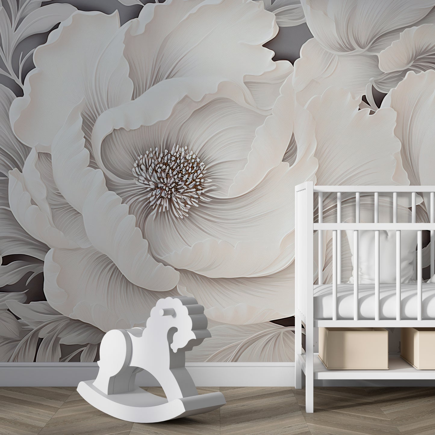 Peony Garden in Elegant Grey
