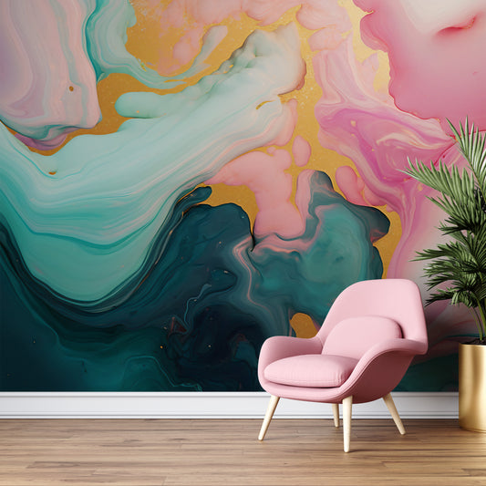 Alcohol Ink Abstract Wallpaper for Contemporary Wall Decor
