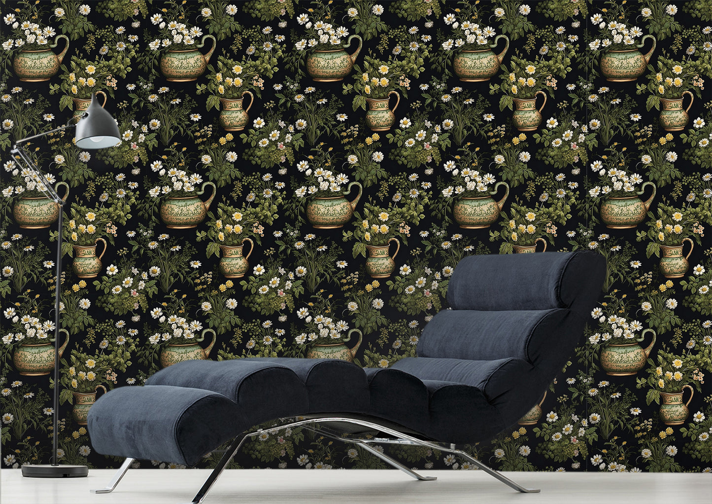 Removable Vintage Floral Wallpaper with Self-Adhesive Feature