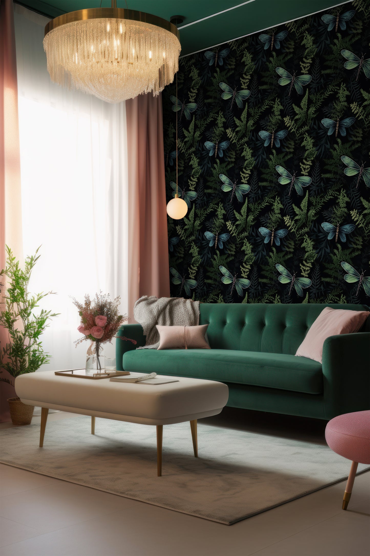 Stylish Dragonfly and Plant Wall Decor