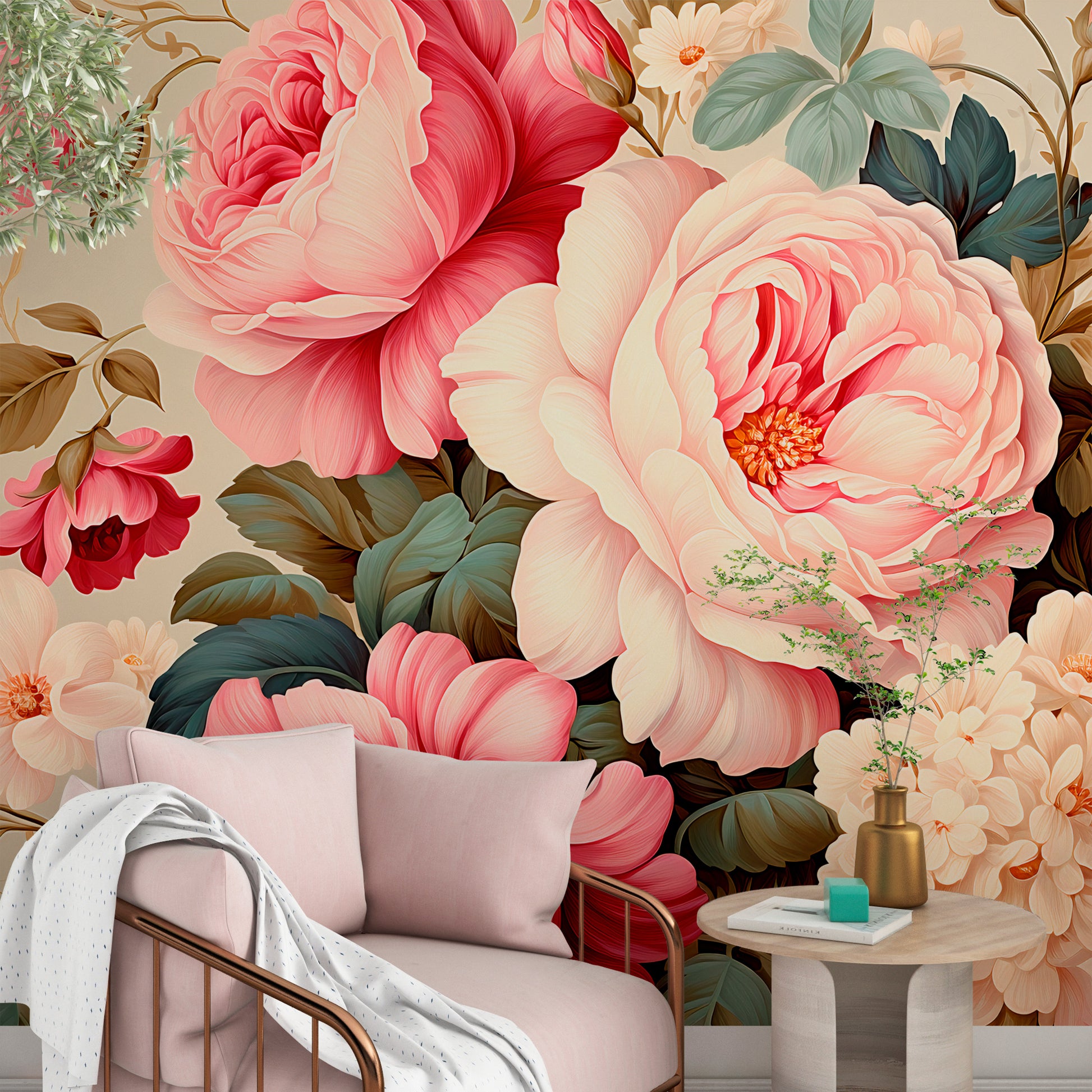 Victorian Boho Rose Wallpaper for Walls
