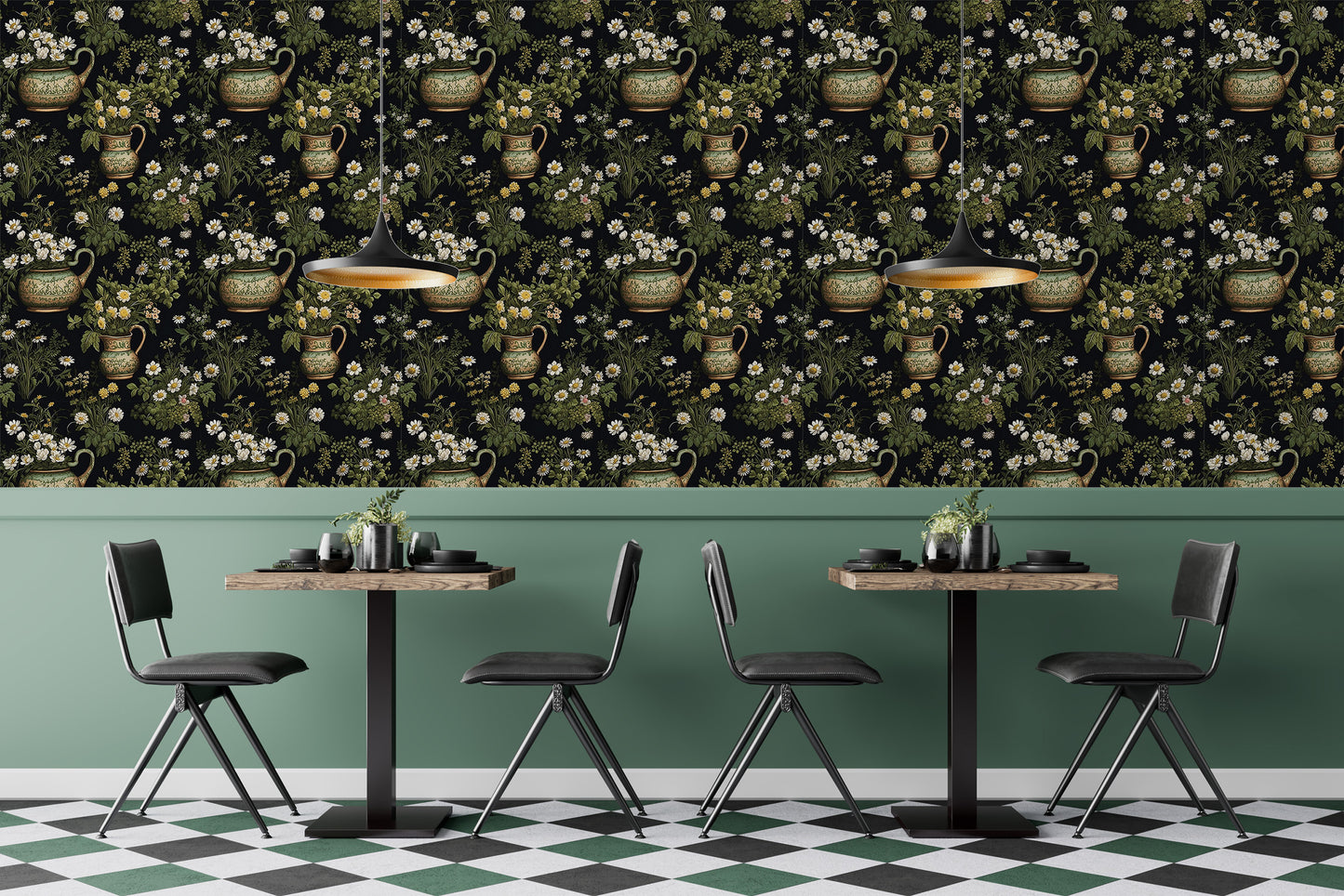 Vintage Dark Botanical Wallpaper for Elegant Wall Decor