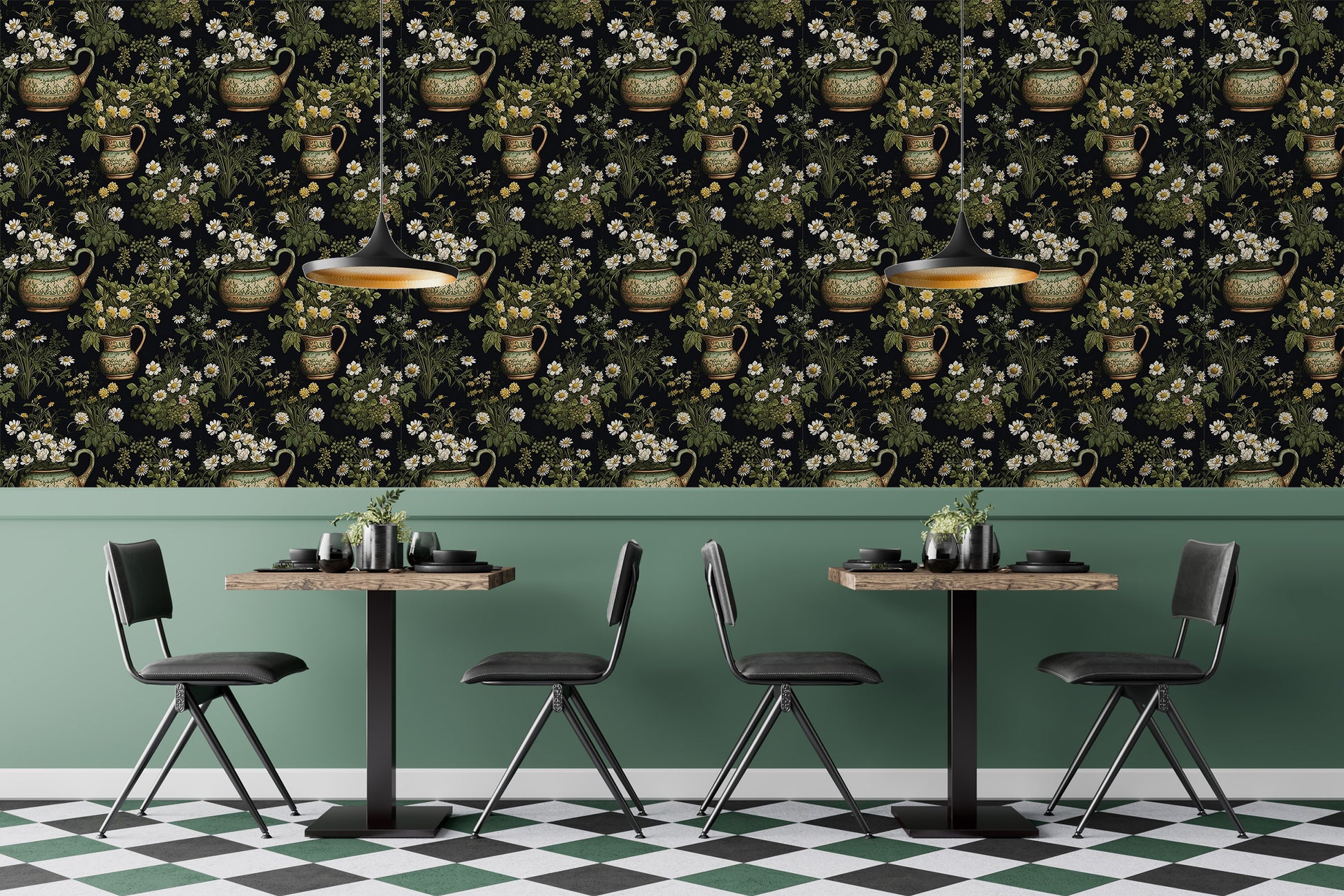 Vintage Dark Botanical Wallpaper for Elegant Wall Decor