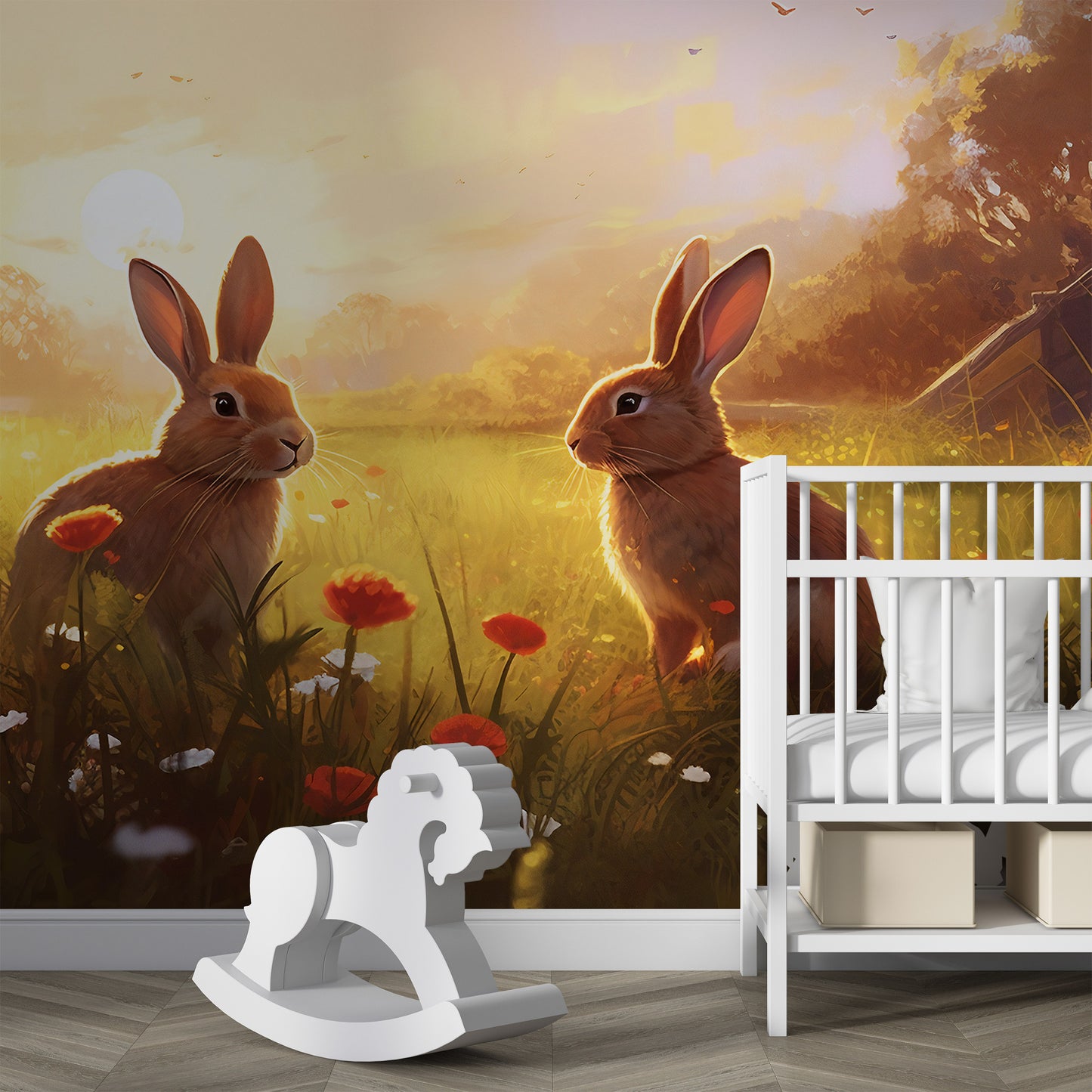 Non-Toxic Bunnies Mural for Eco-Conscious Parents