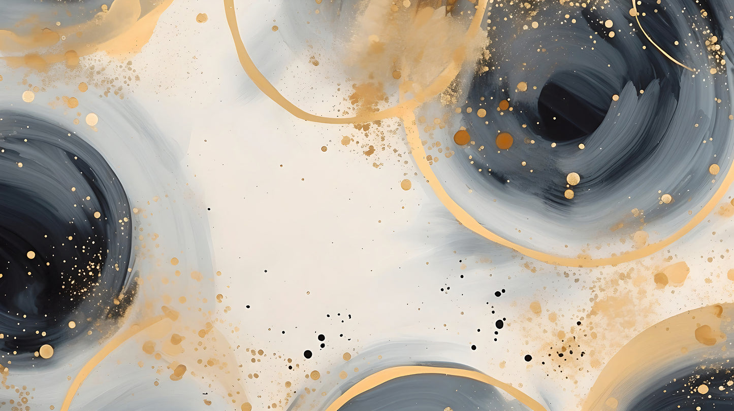 Handcrafted Grey and Gold Oil Brush Mural