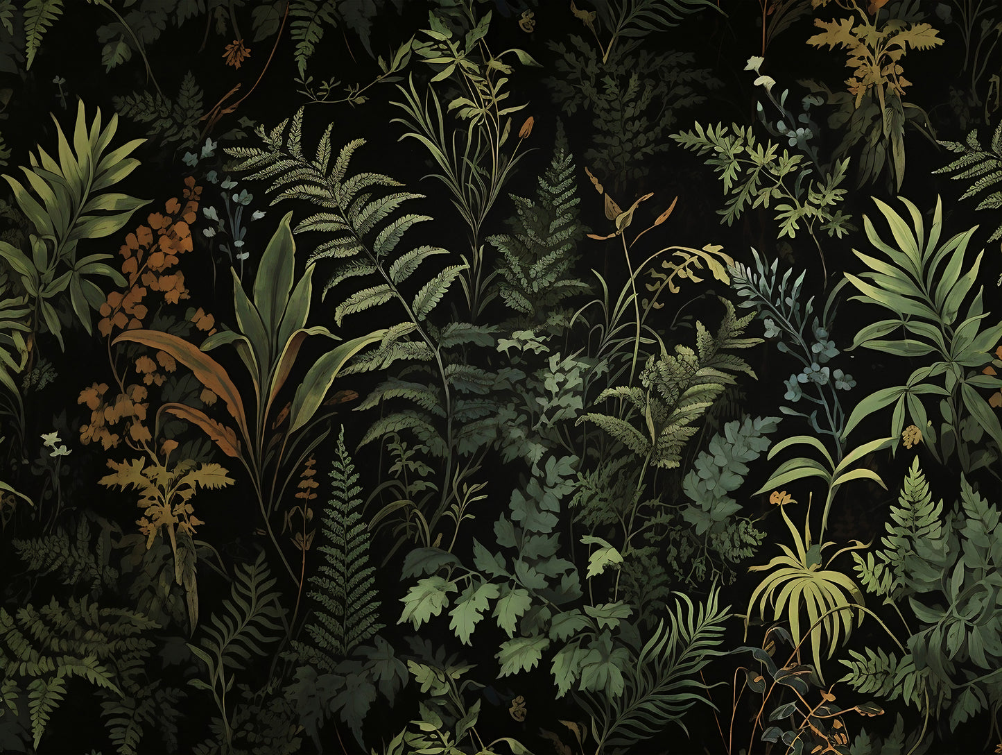 Elegant Fern Vintage Wall Art - Dark Botanical Theme