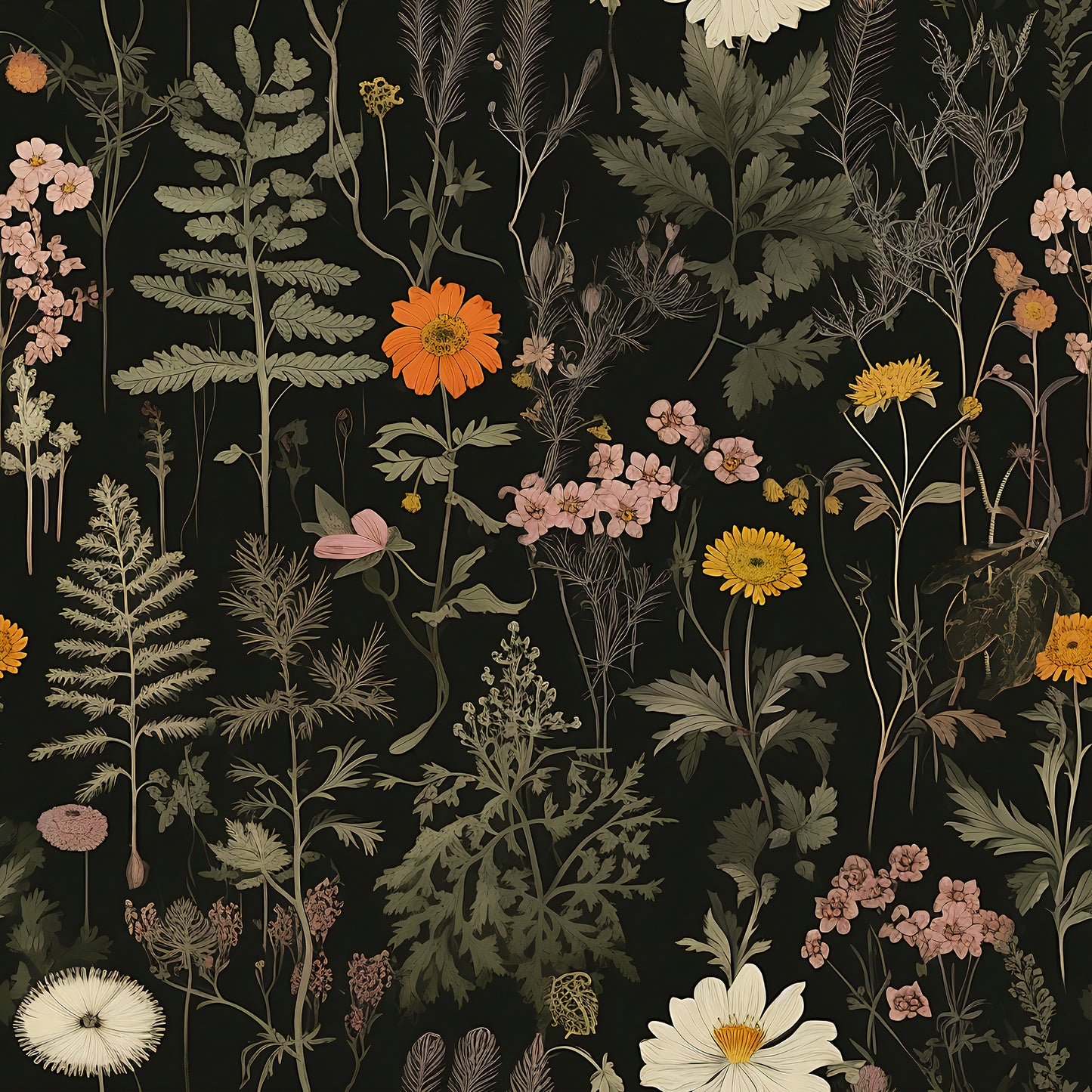 Peel and Stick Dark Floral Design - Easy Installation Wallpaper