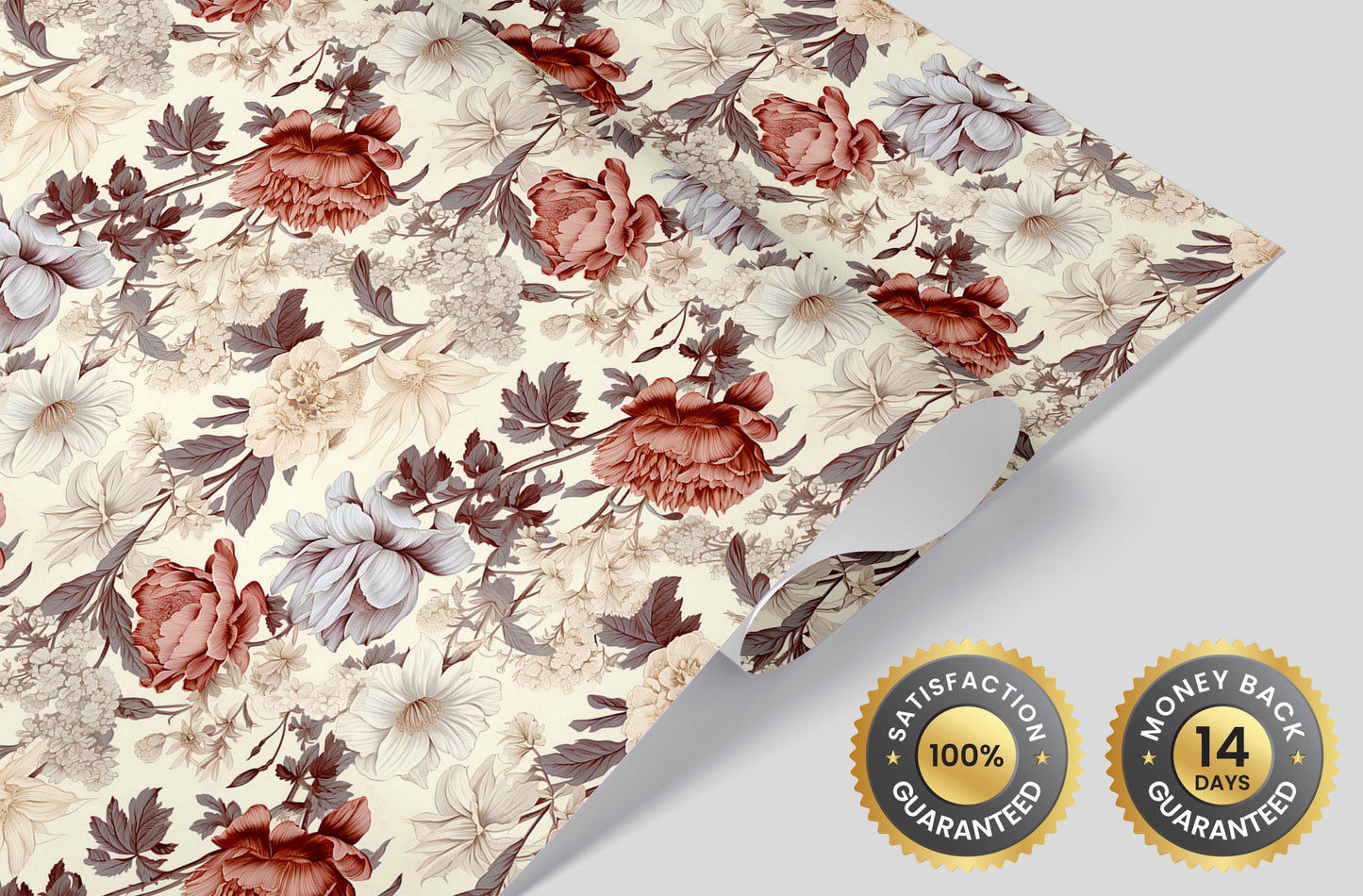 Removable Beige Floral Wallpaper