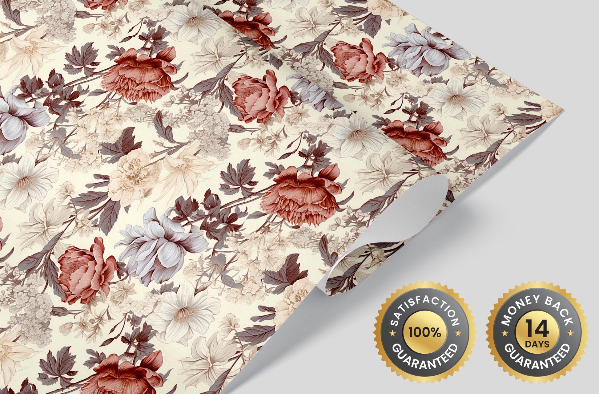 Removable Beige Floral Wallpaper