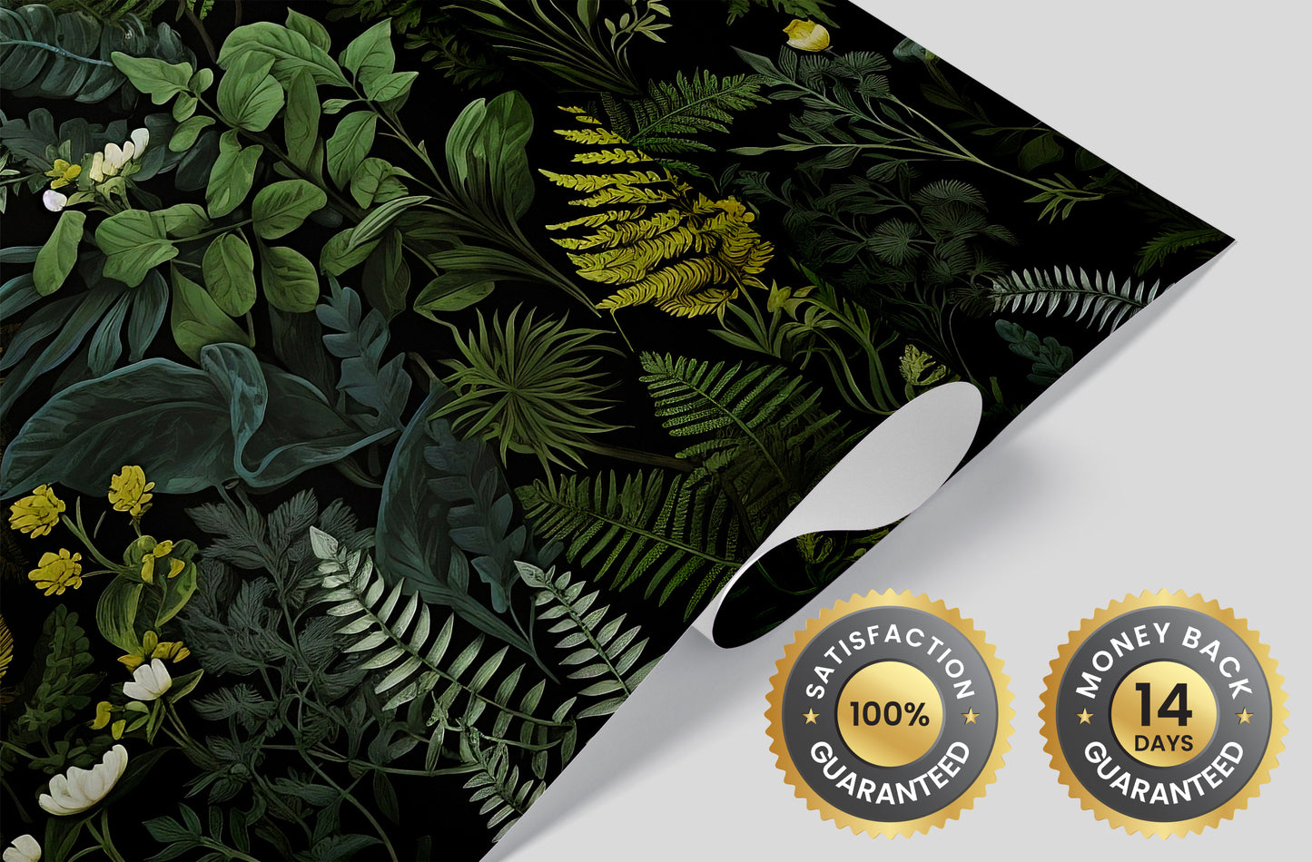Eco-Friendly Fern Peel and Stick Mural - Dark Botanical Design