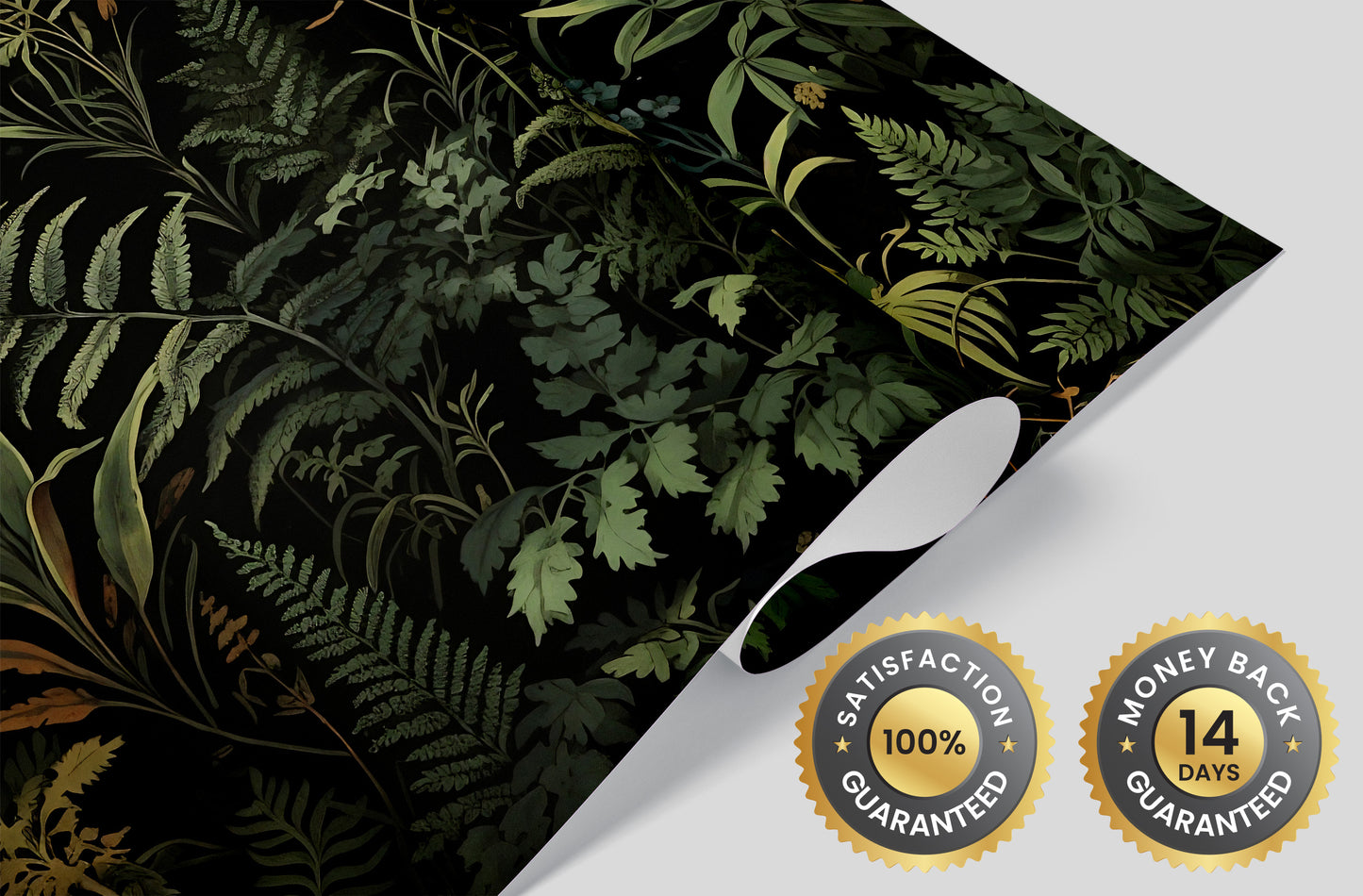 Eco-Friendly Dark Botanical Wallpaper - Renter Friendly