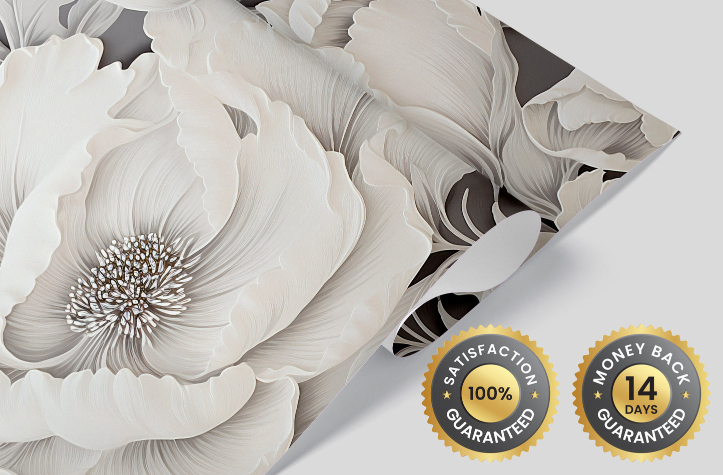 Sophisticated White Floral Wallpaper