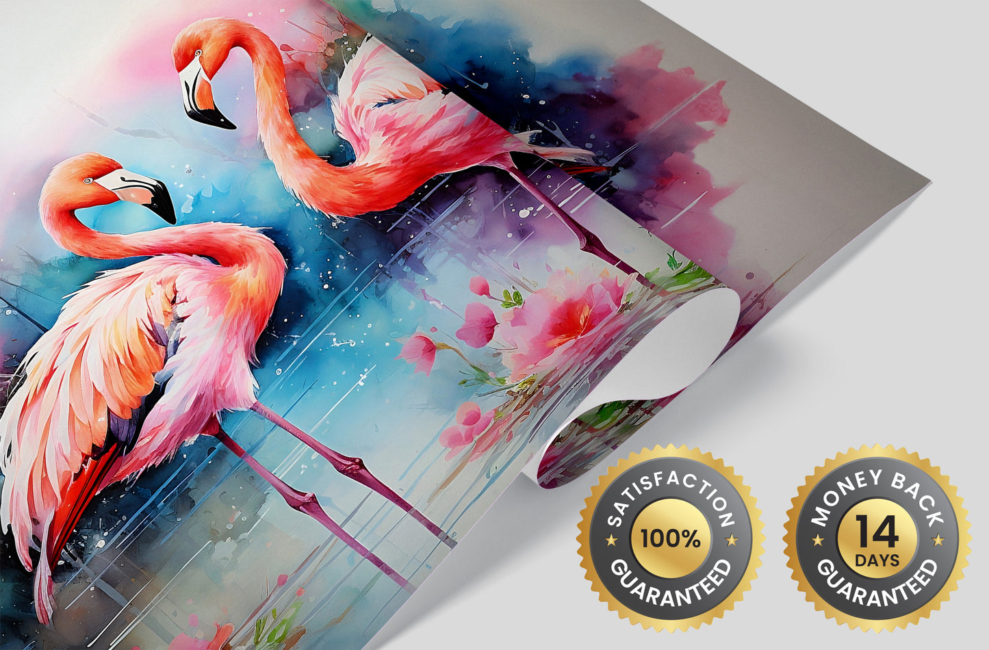 Handcrafted Watercolor Flamingo Mural for Unique Spaces