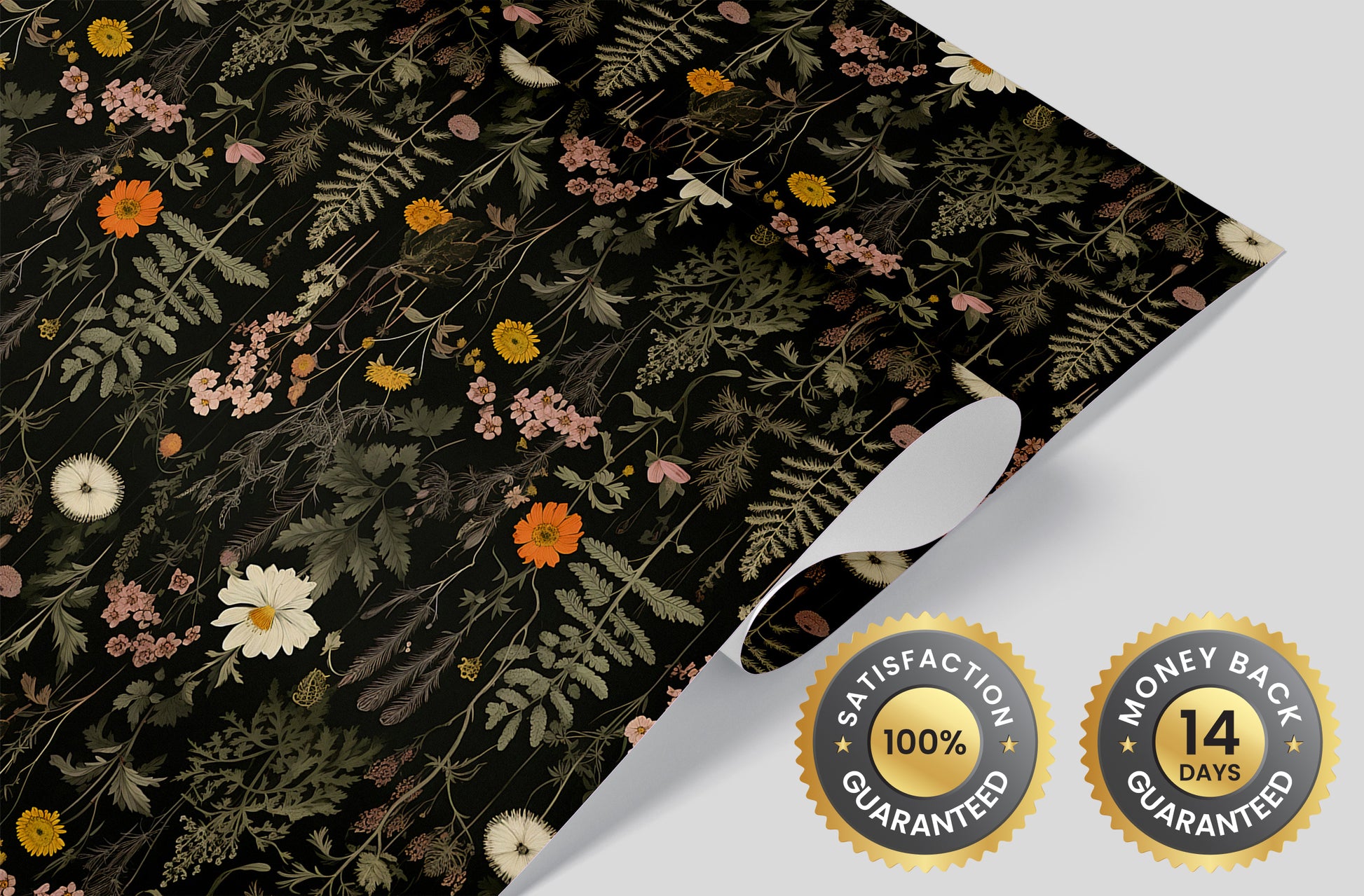 Dark Wildflower Botanic Wallpaper - Sustainable Wall Art