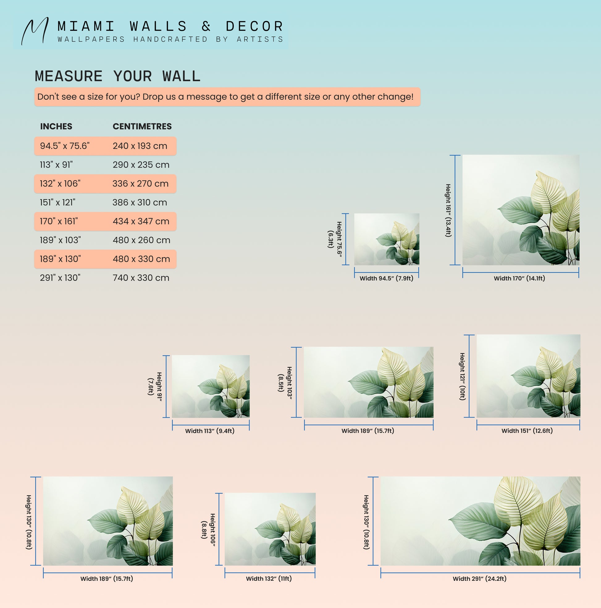 Detailed Botanical Green Leaves Wall Art