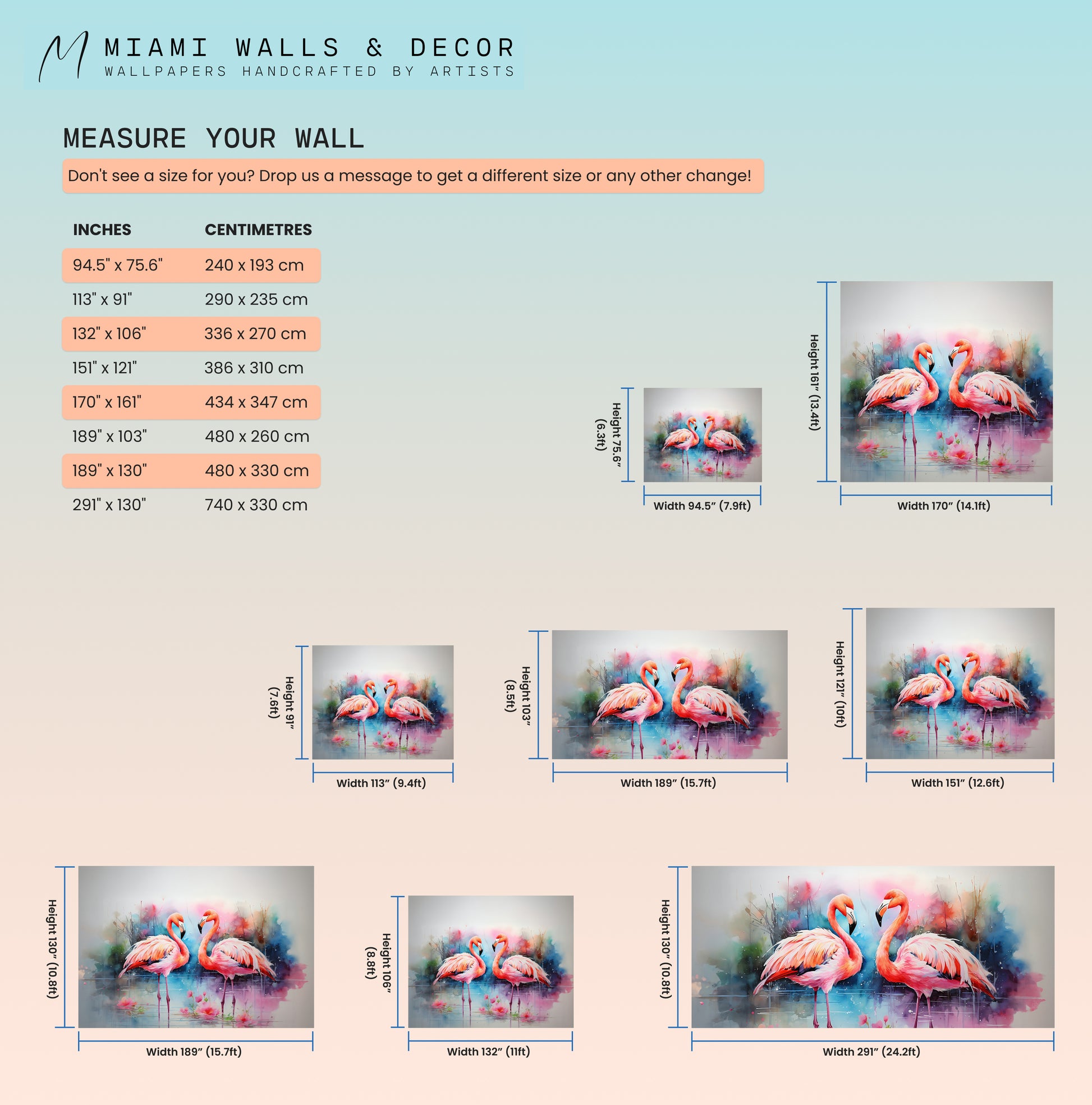 Vibrant and Colorful Tropical Flamingo Wall Covering