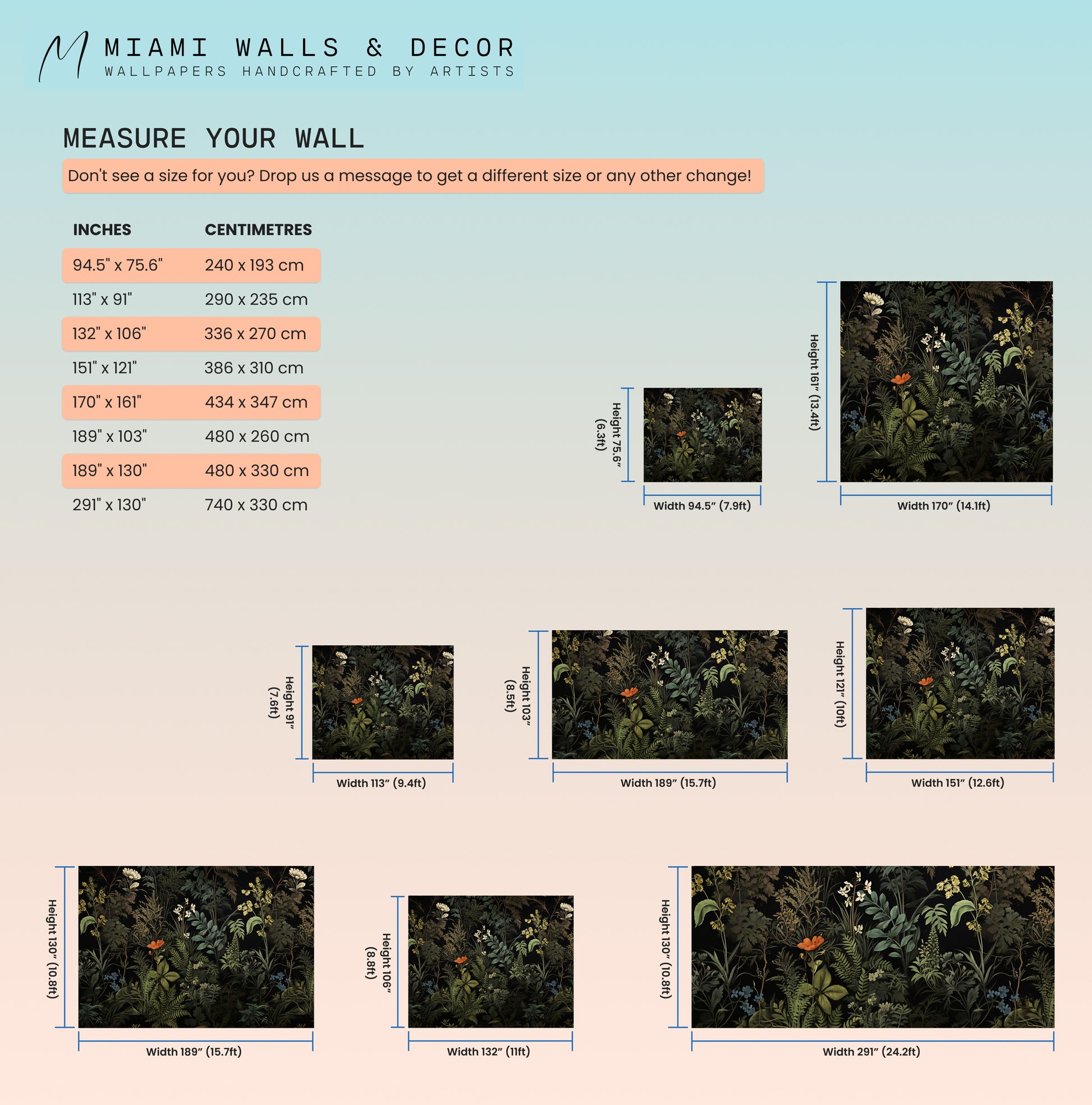 Dark Peel and Stick Wall Art - Nature-Inspired Design