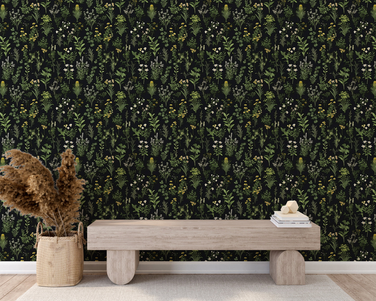 Removable Dark Floral Pattern Wallpaper