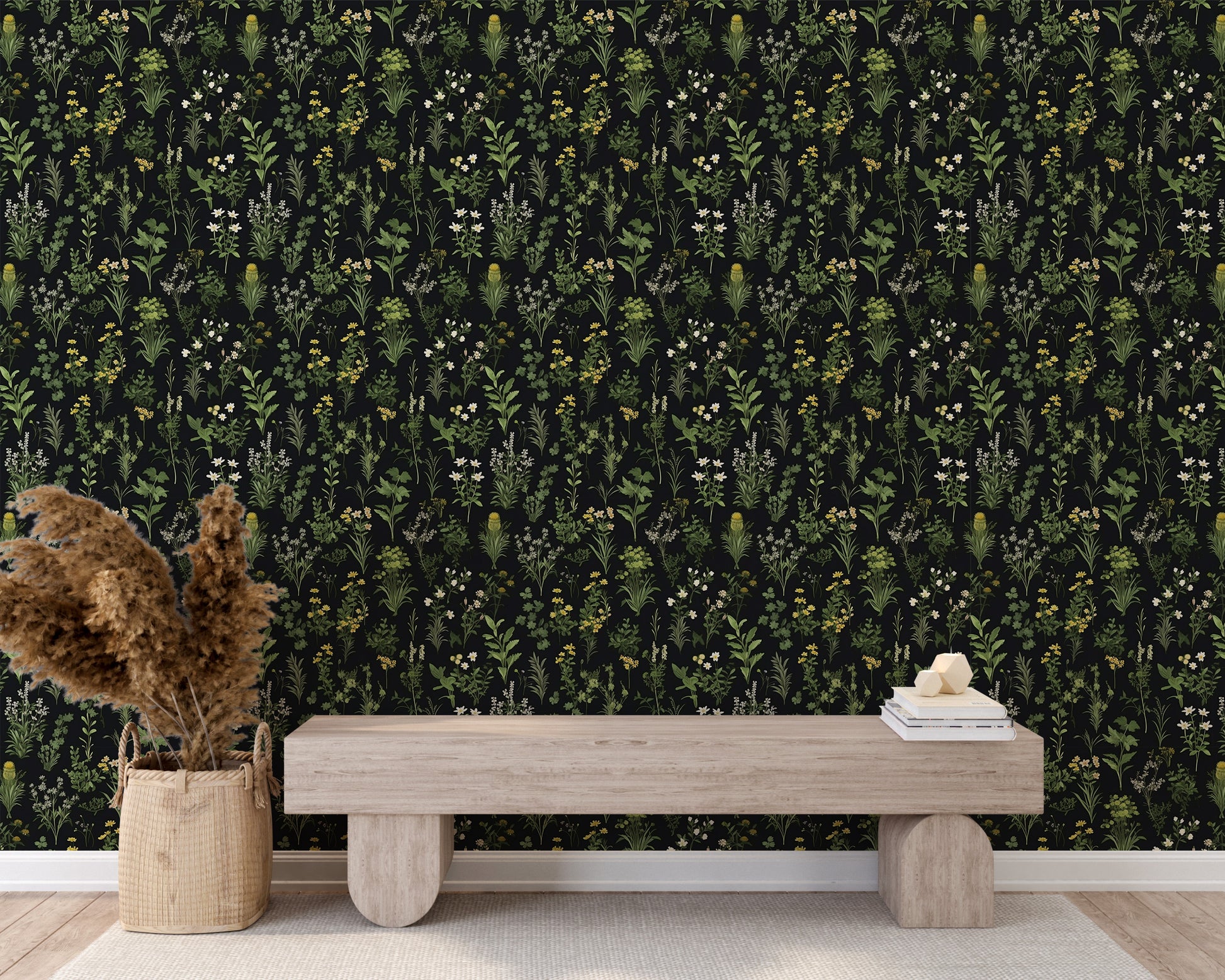 Removable Dark Floral Pattern Wallpaper