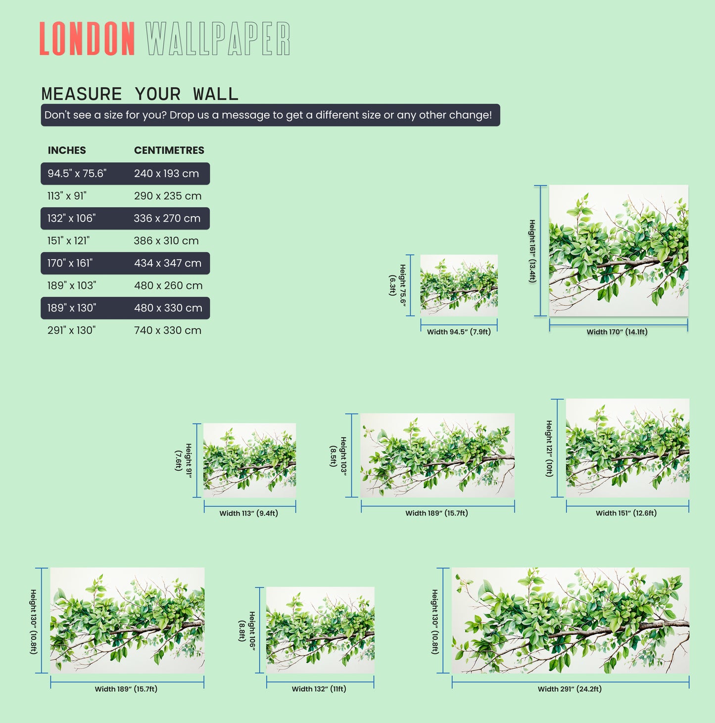 Lush Green Branches Wall Mural