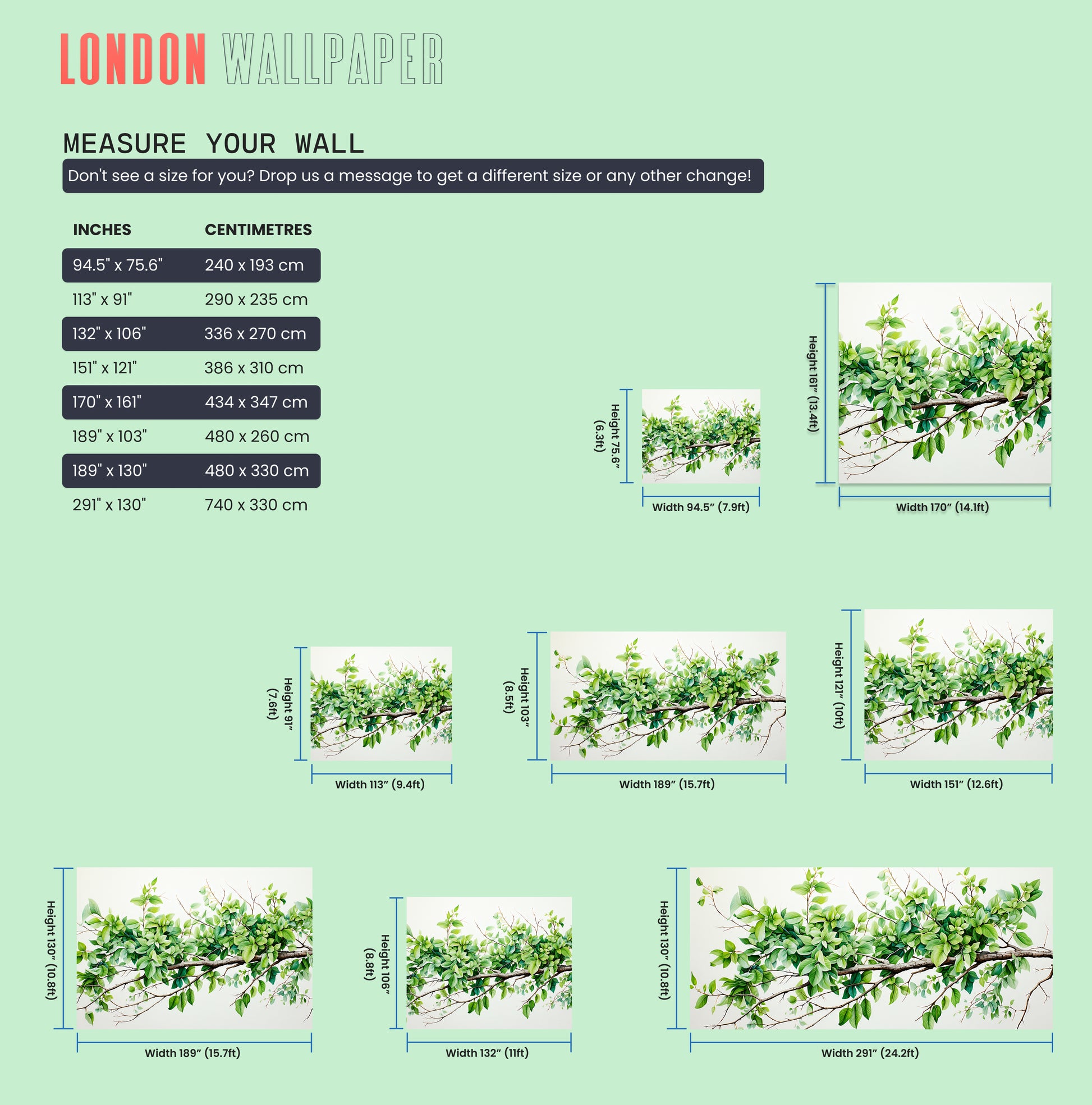 Lush Green Branches Wall Mural