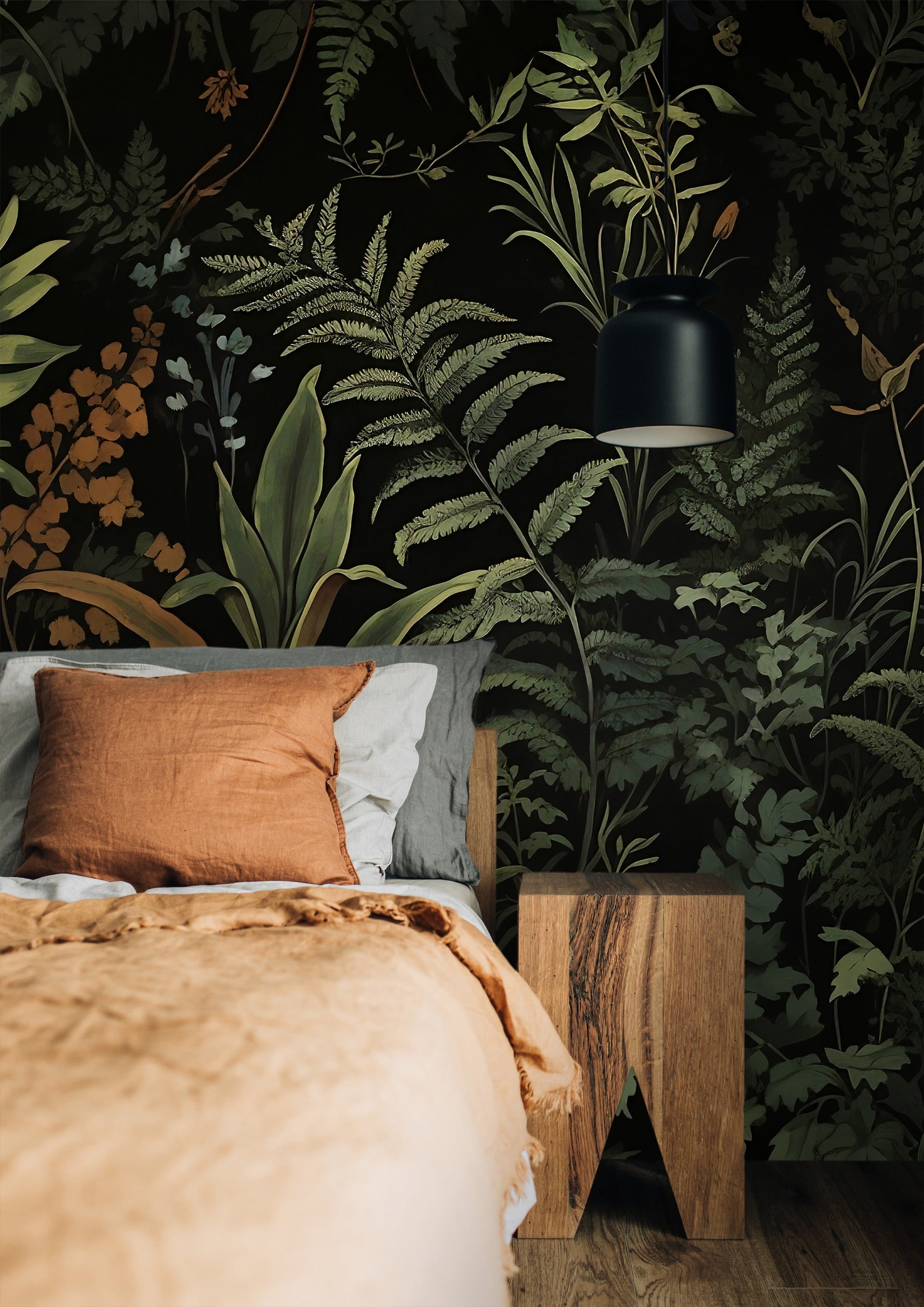 Vintage Fern Peel and Stick Wallpaper - Dark Floral Theme