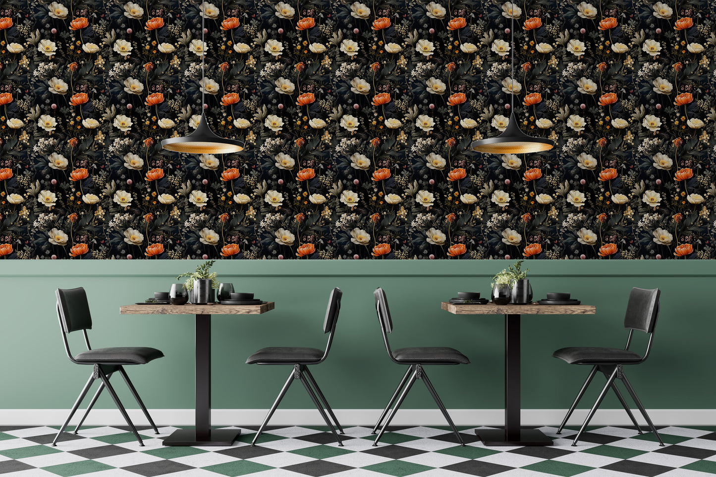 Easy-to-Install Dark Floral Wallpaper