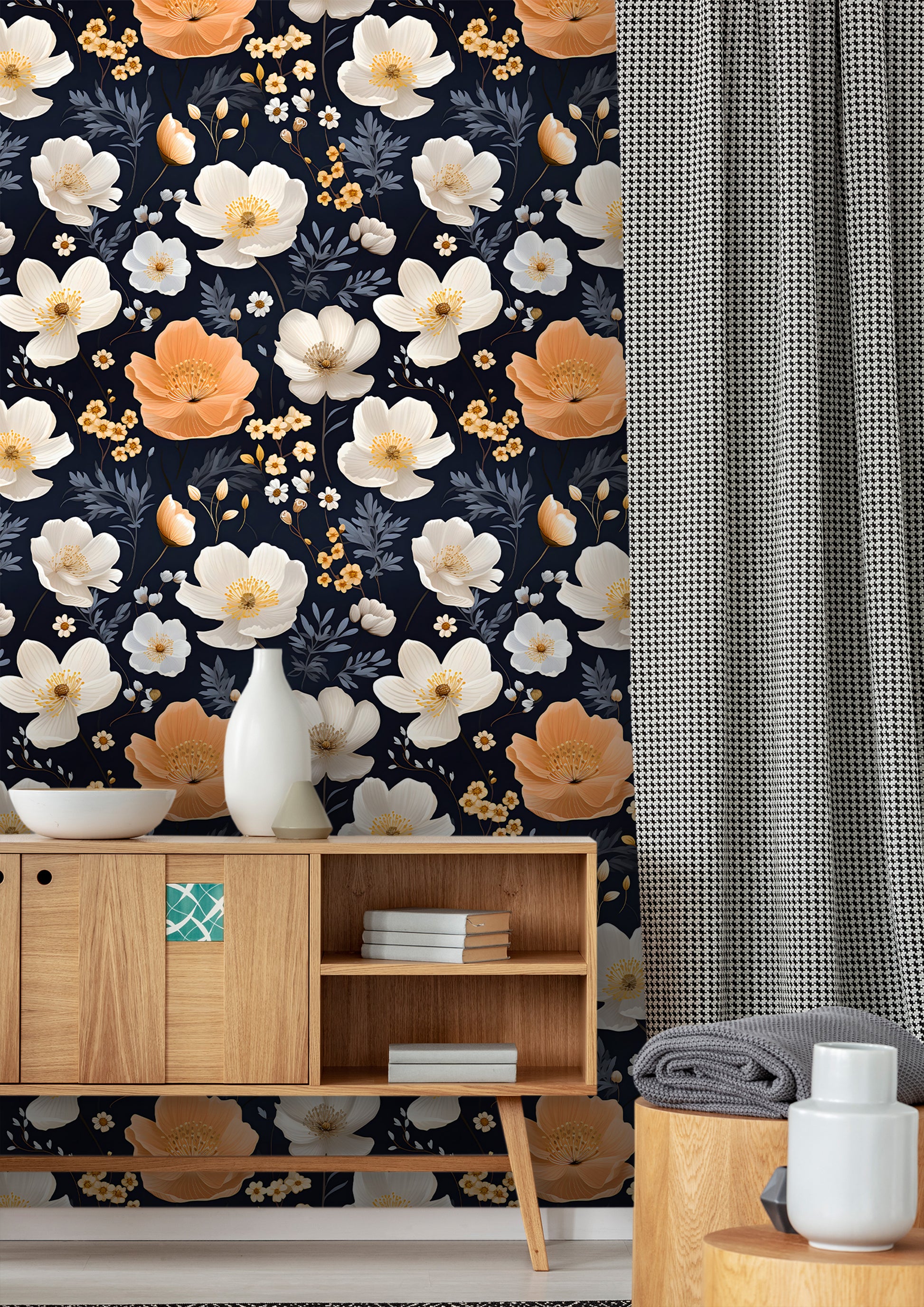 Moody Dark Floral Peel and Stick Mural