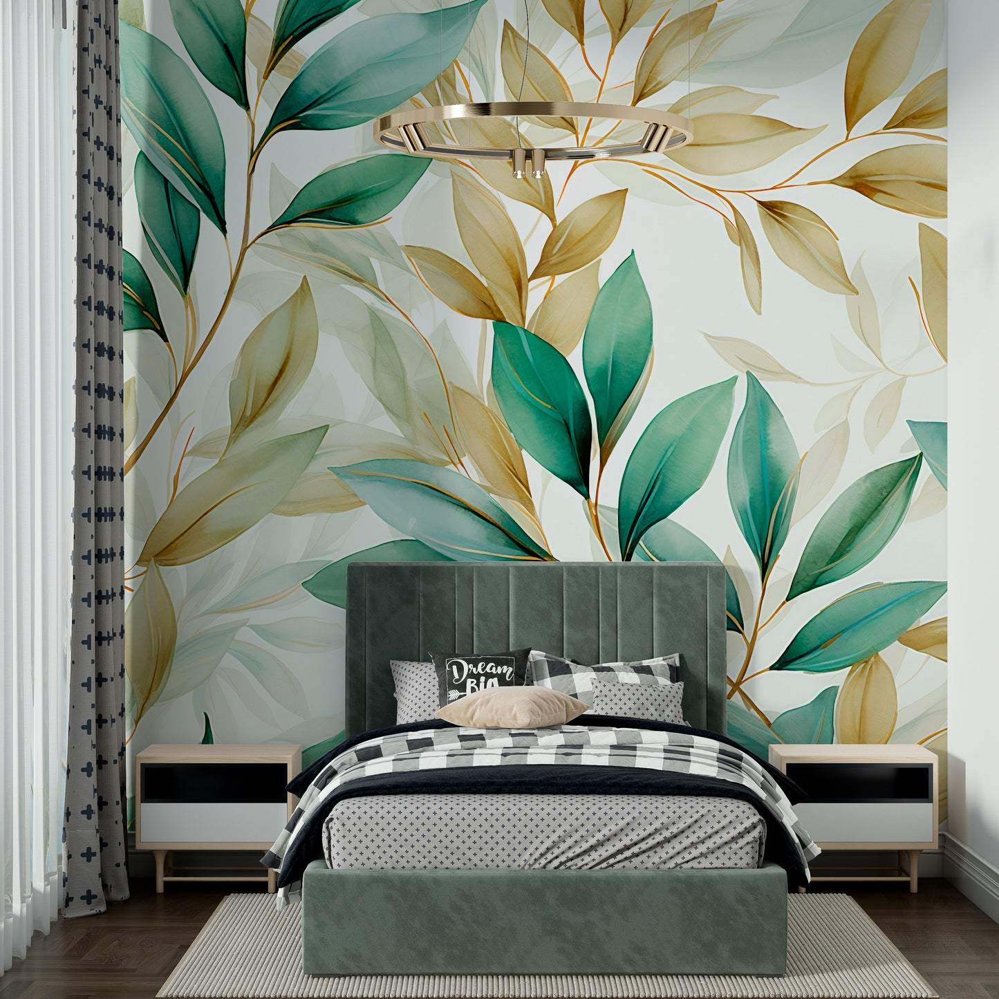 Elegant Gold Plants Wallpaper for Interiors