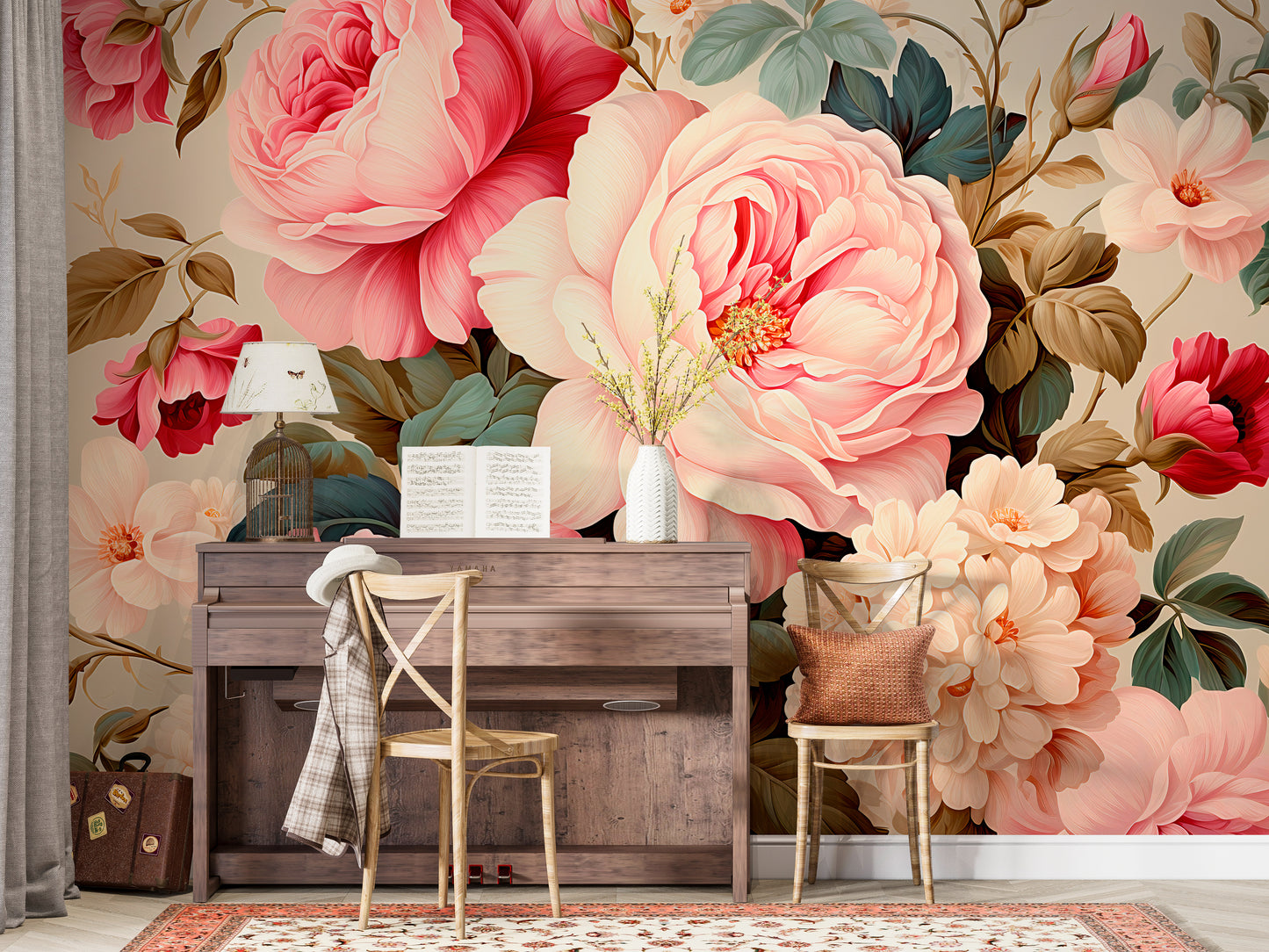 Romantic Bohemian Flowers Peel and Stick Design