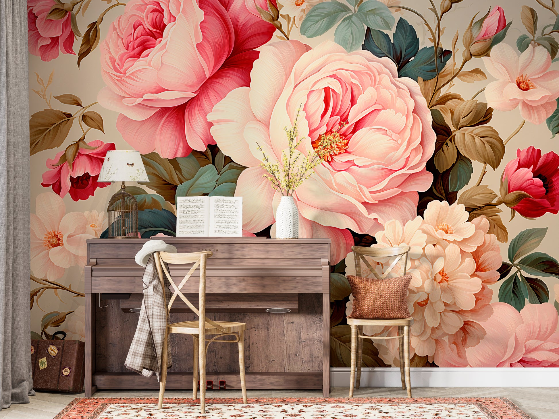 Romantic Bohemian Flowers Peel and Stick Design
