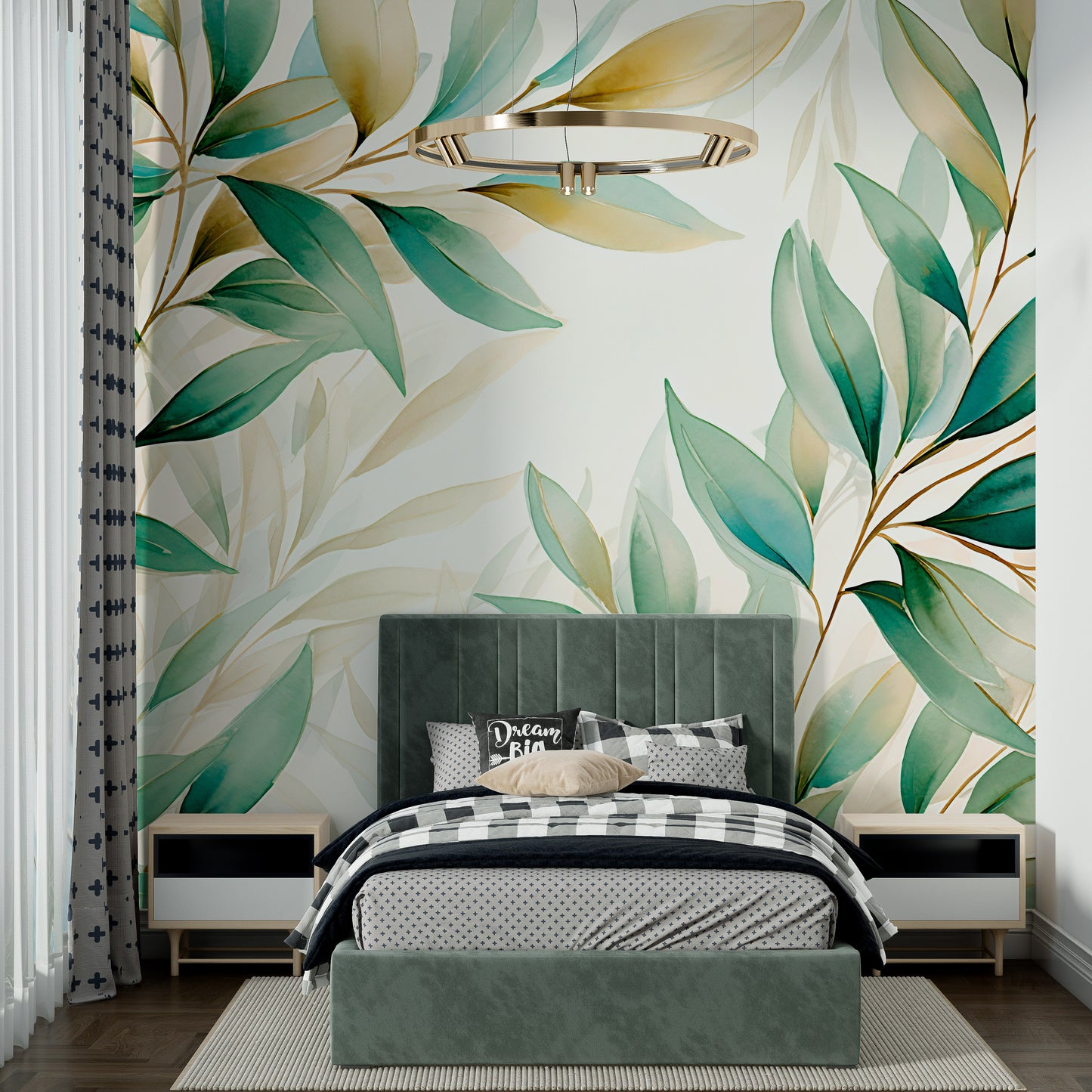 Golden Plants Pattern Self-Adhesive Mural