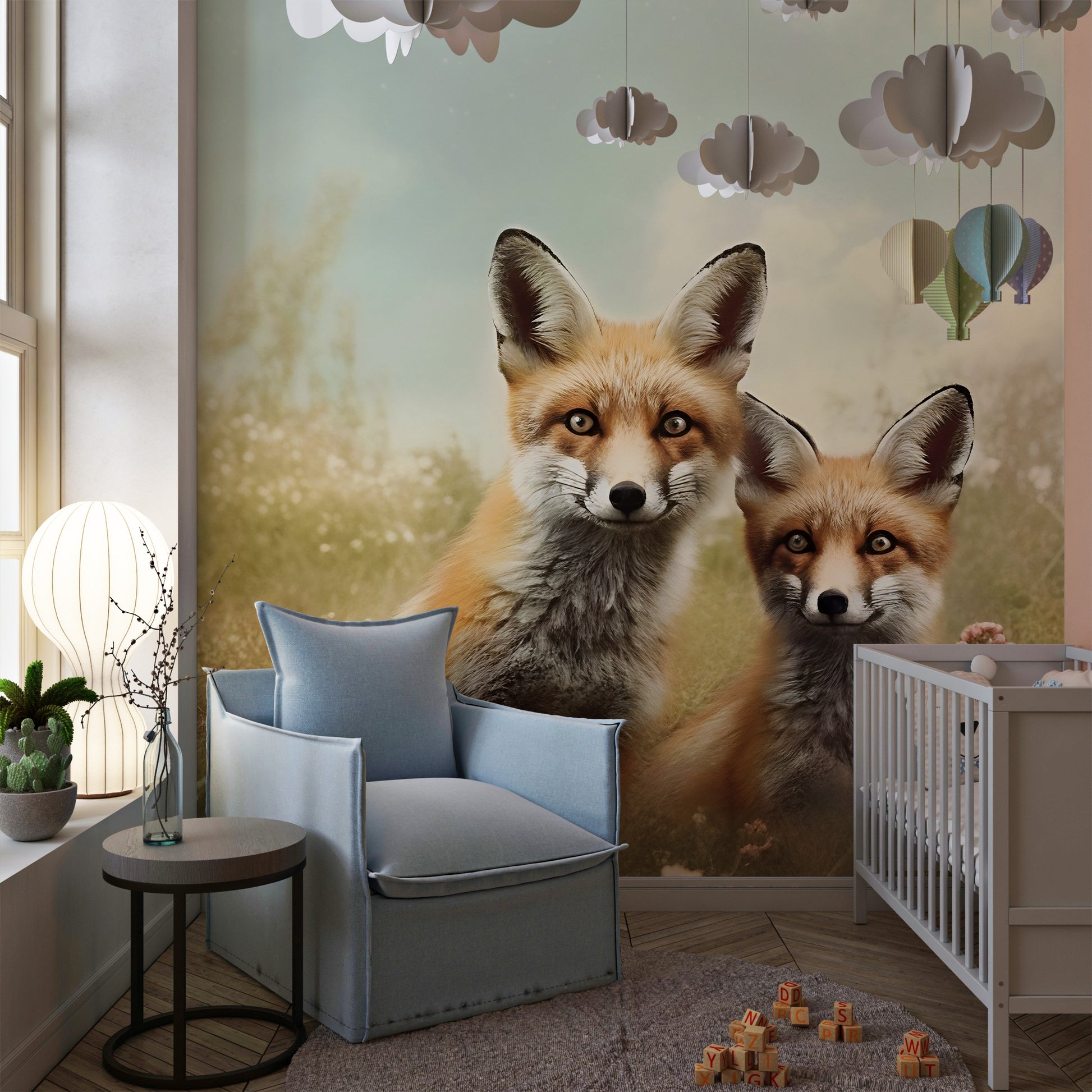 Charming Foxes Wall Paper for Playful Nursery Decor