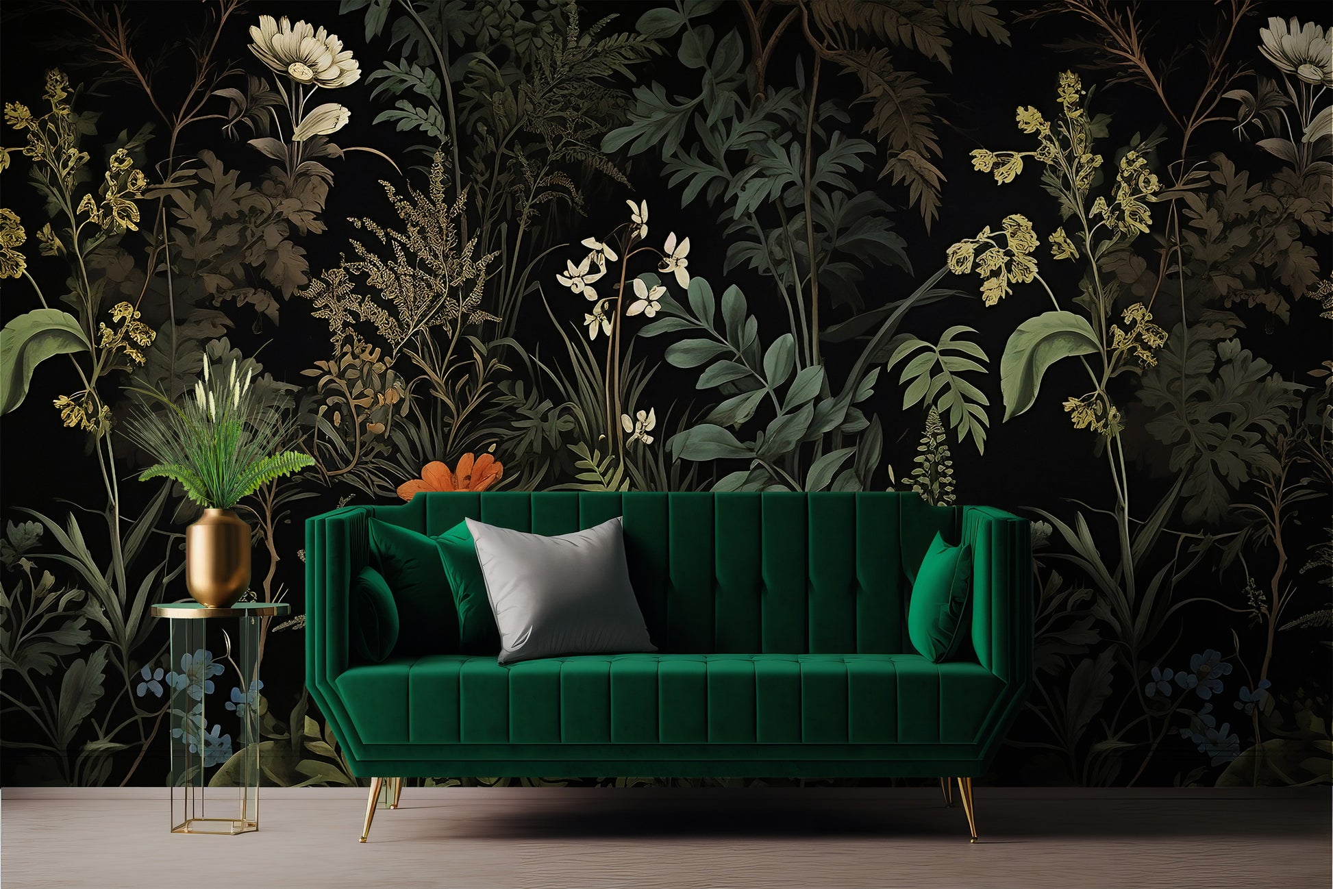 Removable Vintage Botanical Wallpaper - Elegant Ferns