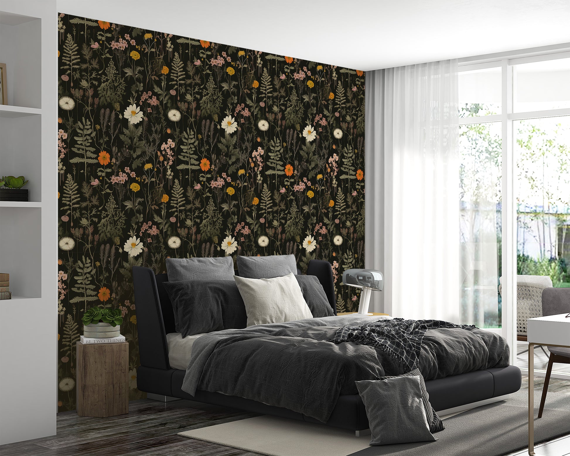 Dark Botanical Wall Art - Bold and Elegant Floral Pattern