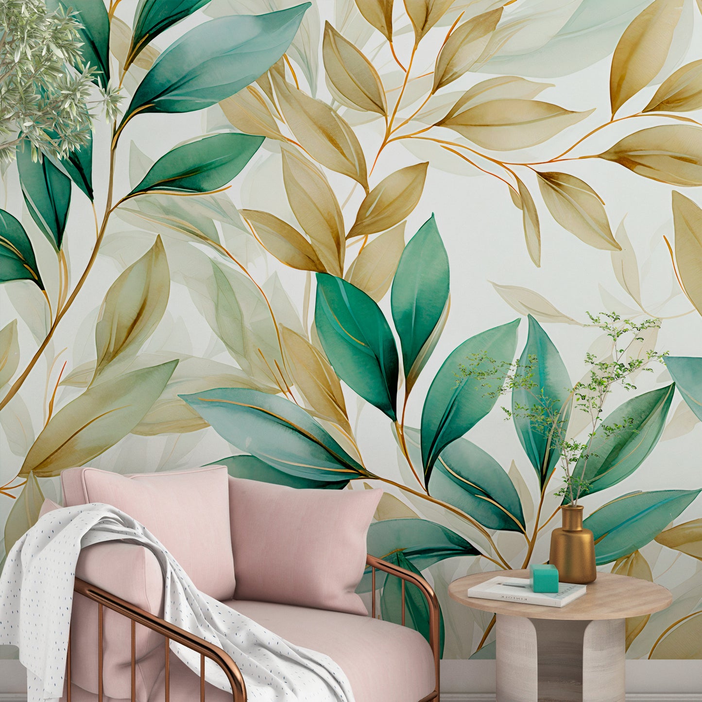 Peel-and-Stick Botanical Greenery Mural