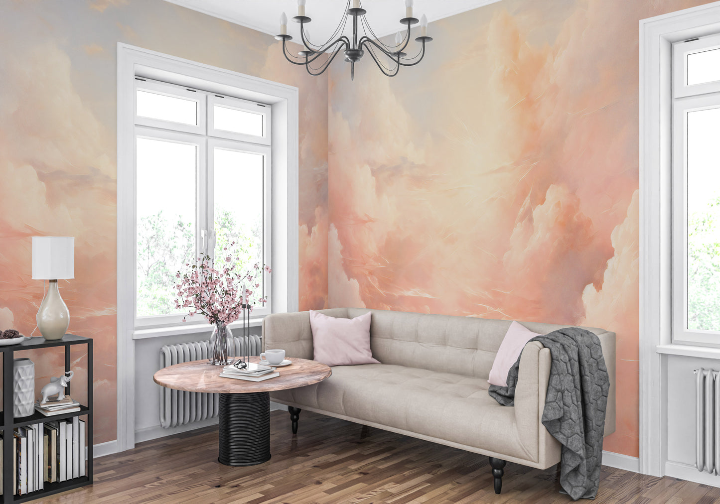 Serene Cloudscape Mural