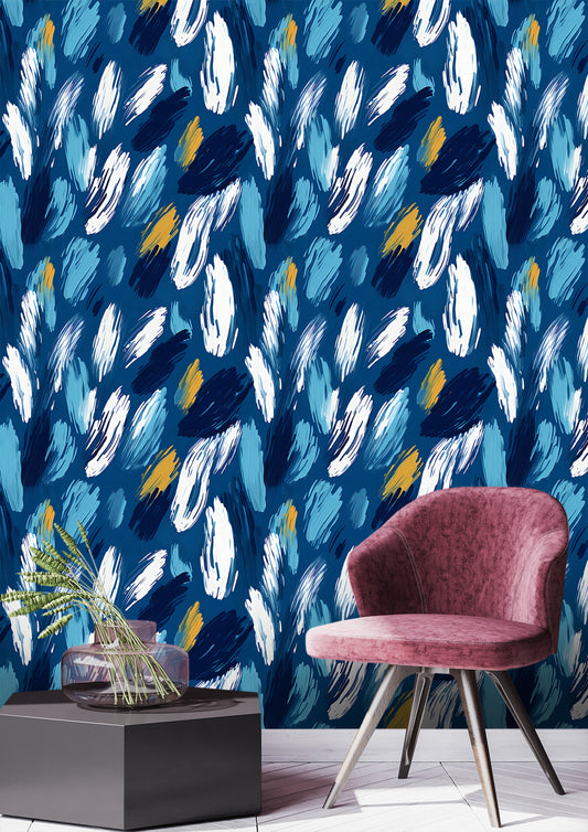 Dynamic Blue Brushstroke Wall Decor