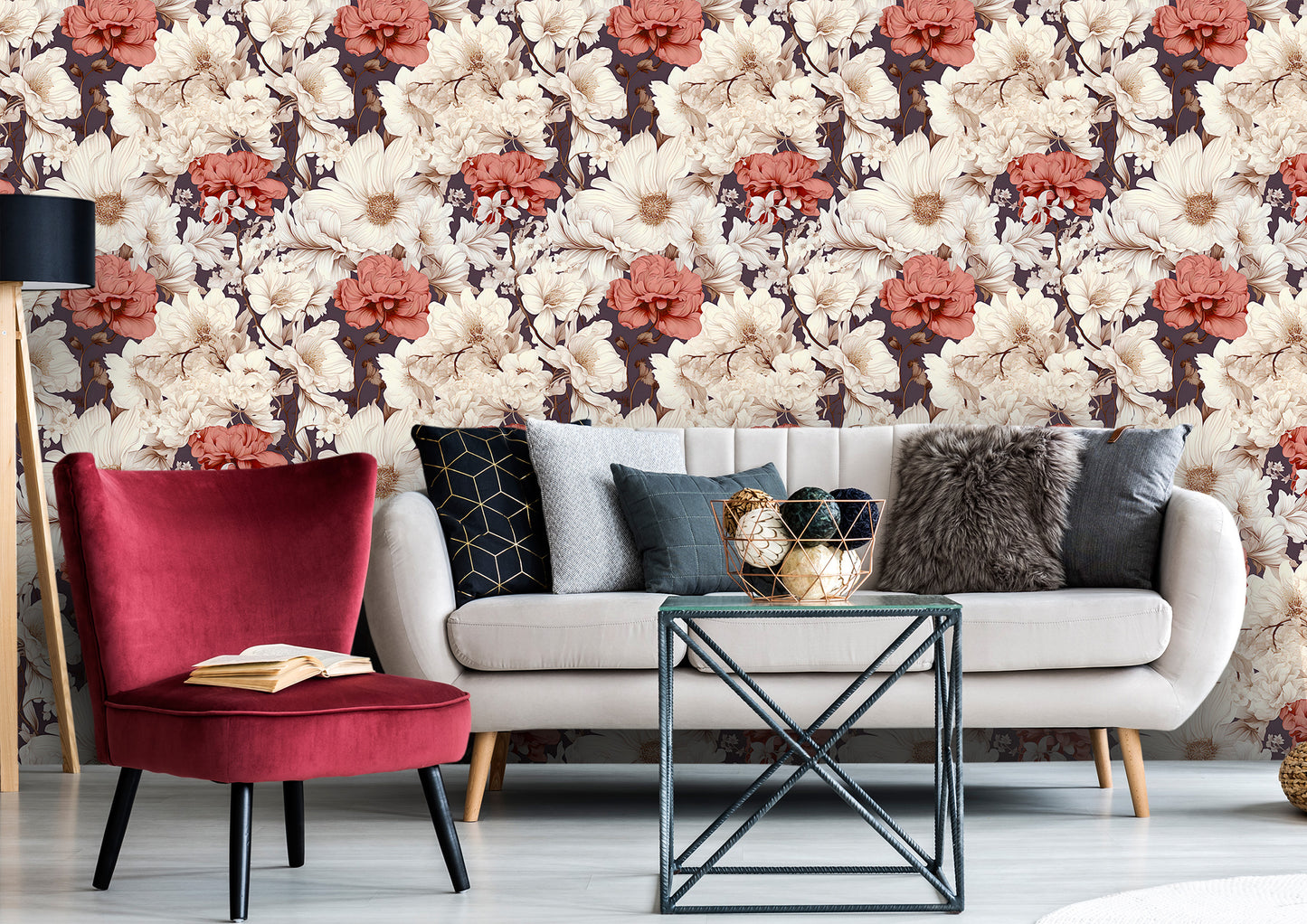 Pink and White Botanical Wall Decal