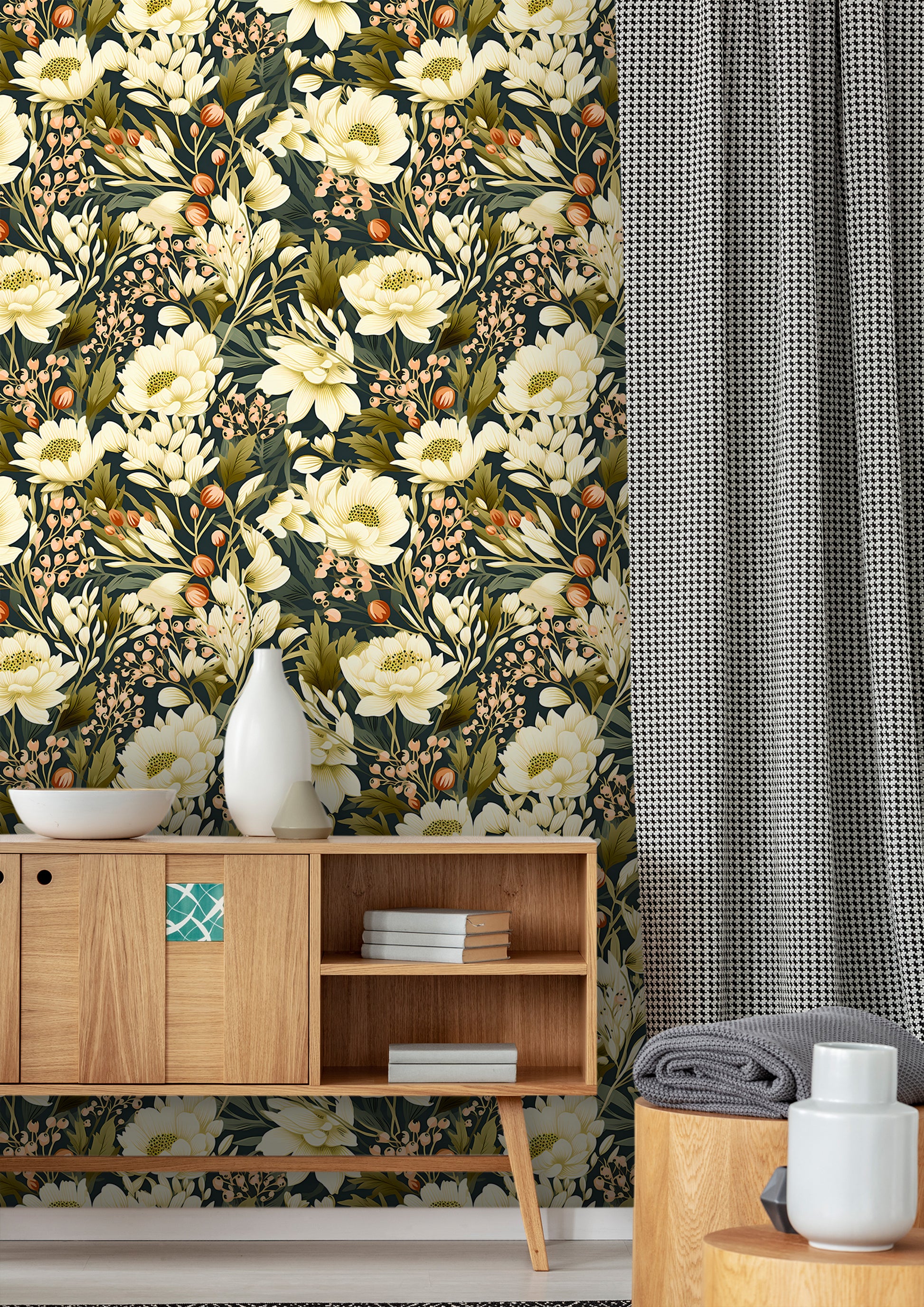Peel & Stick Flower Pattern Mural