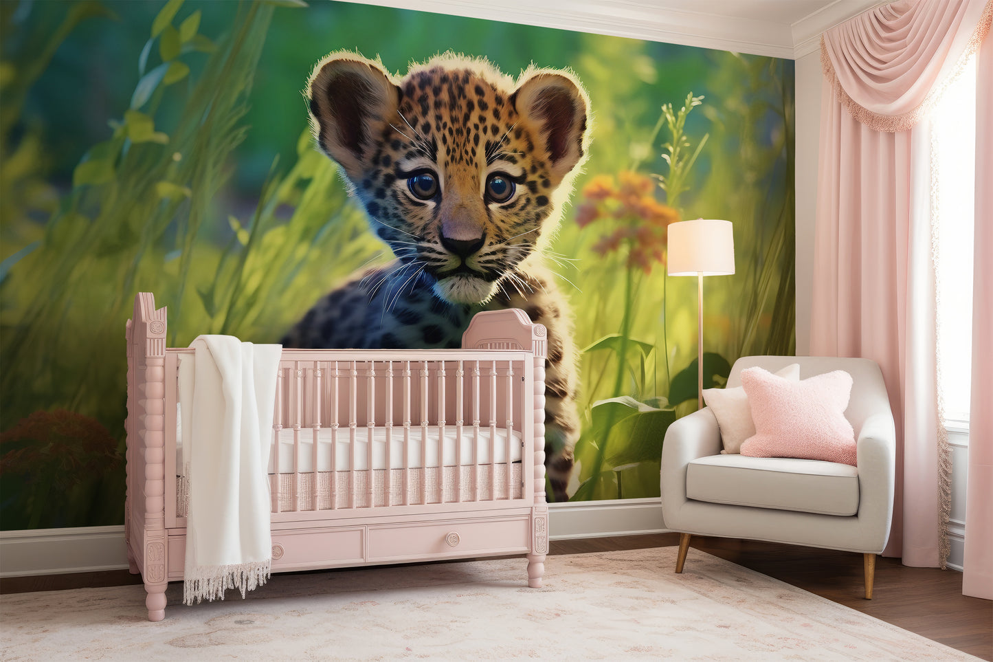 Eco-Friendly Nursery Mural with Cute Animal Theme and PVC-Free Materials