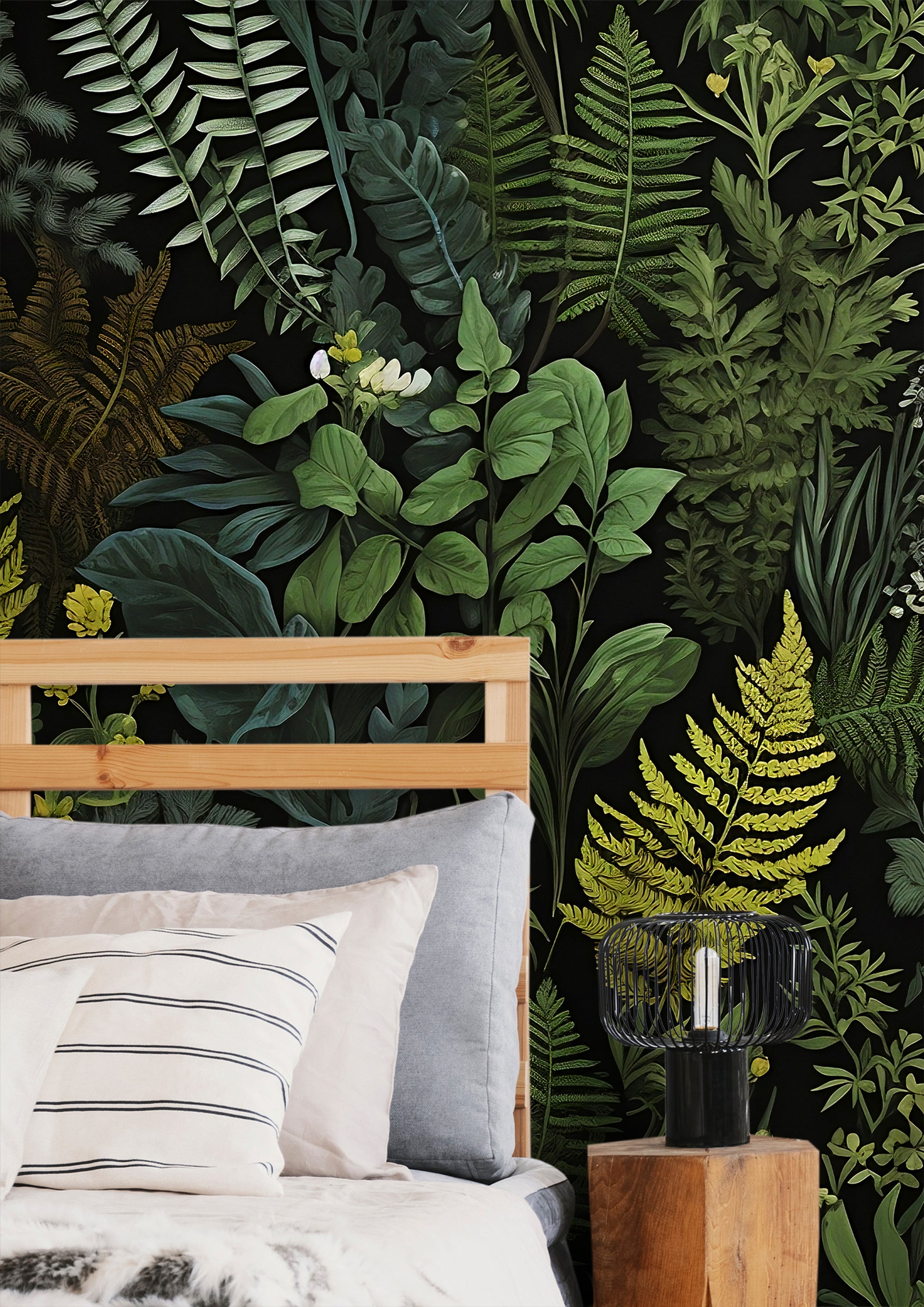 Removable Vintage Botanical Wallpaper - Elegant Ferns