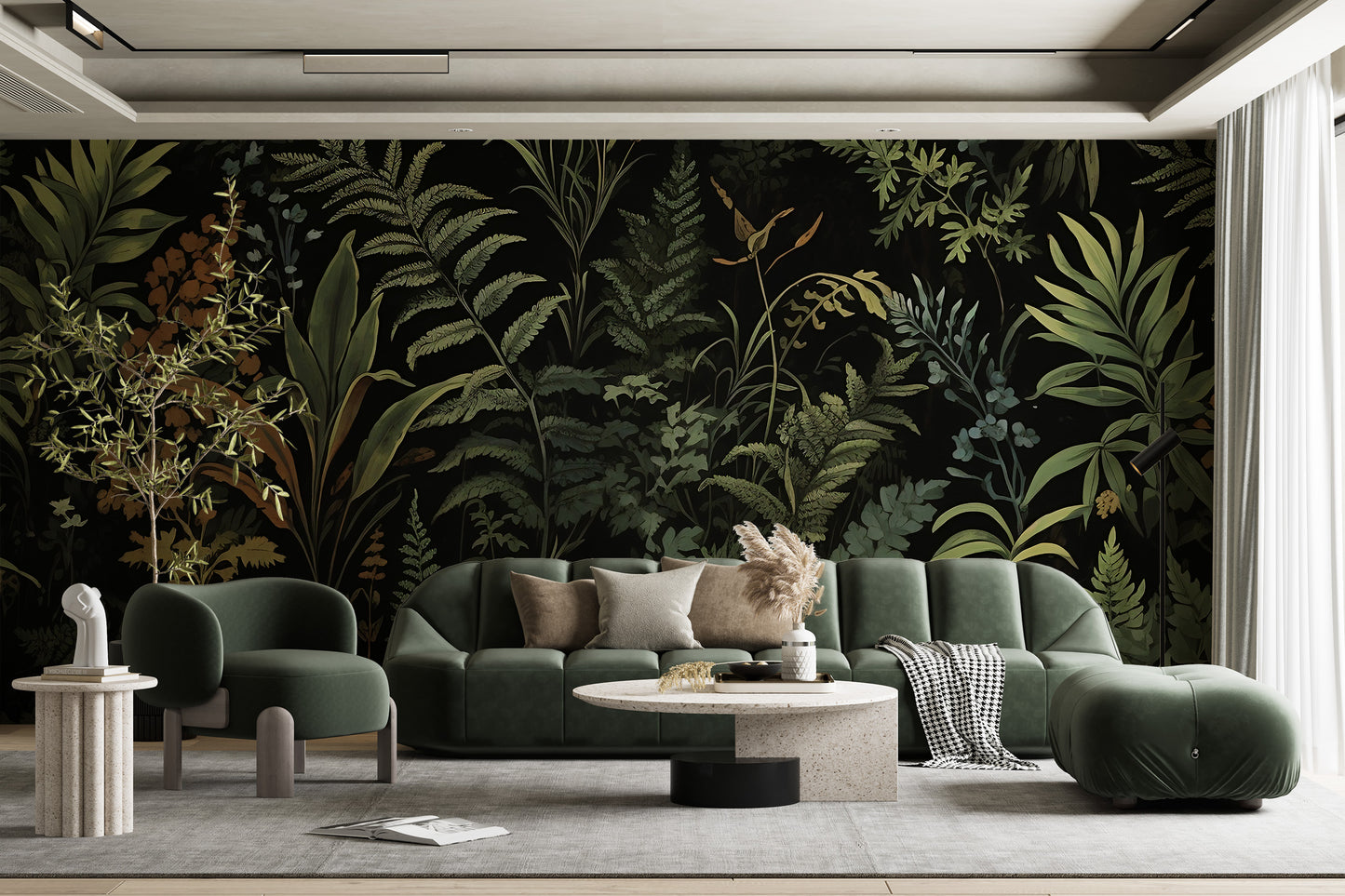 Removable Vintage Floral Wallpaper - Elegant Ferns