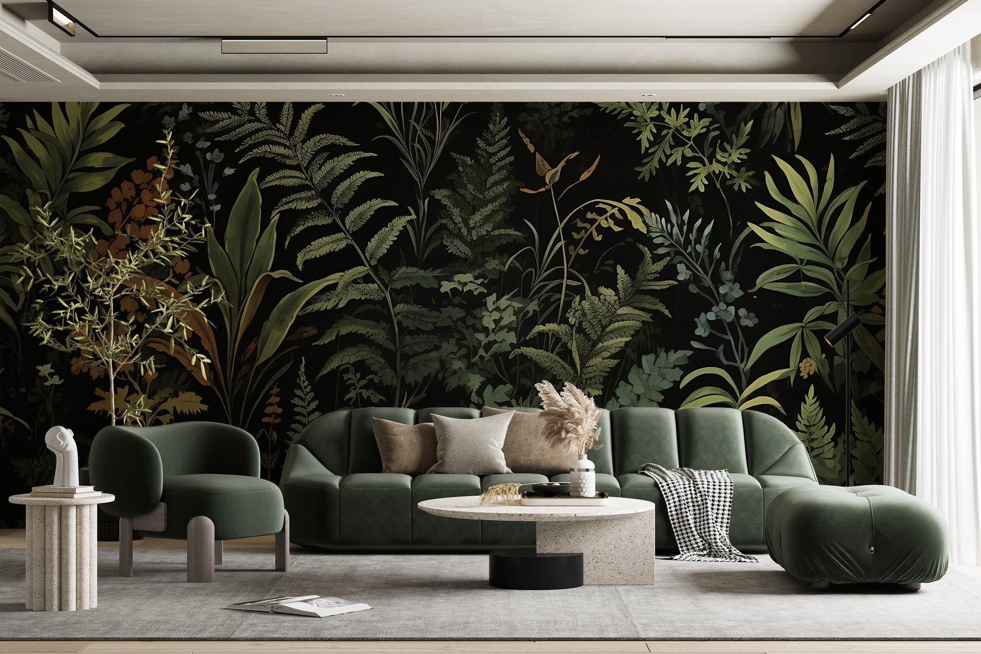 Removable Vintage Floral Wallpaper - Elegant Ferns