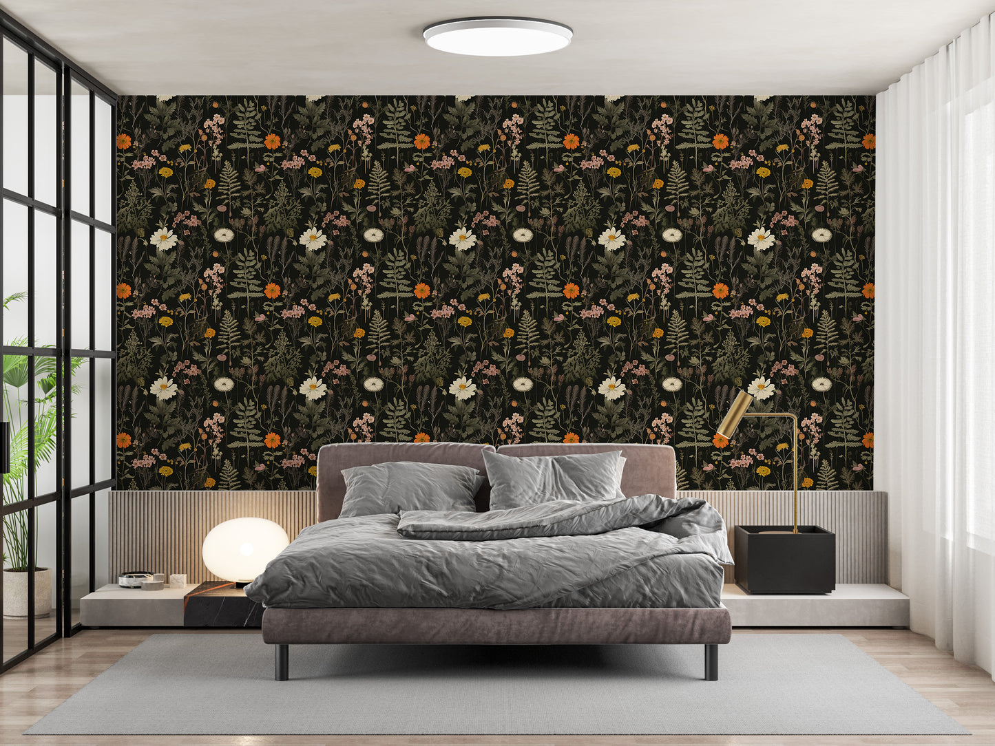Removable Dark Flower Wallpaper - Peel and Stick Technology