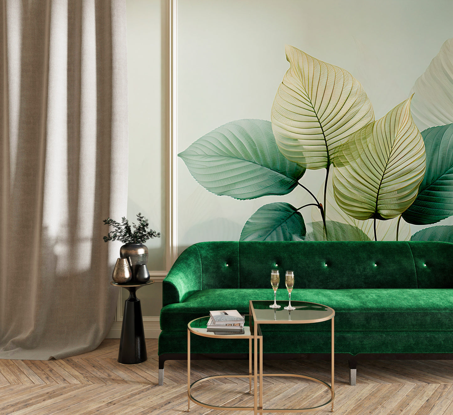 Green and Gold Plant Peel and Stick Decor