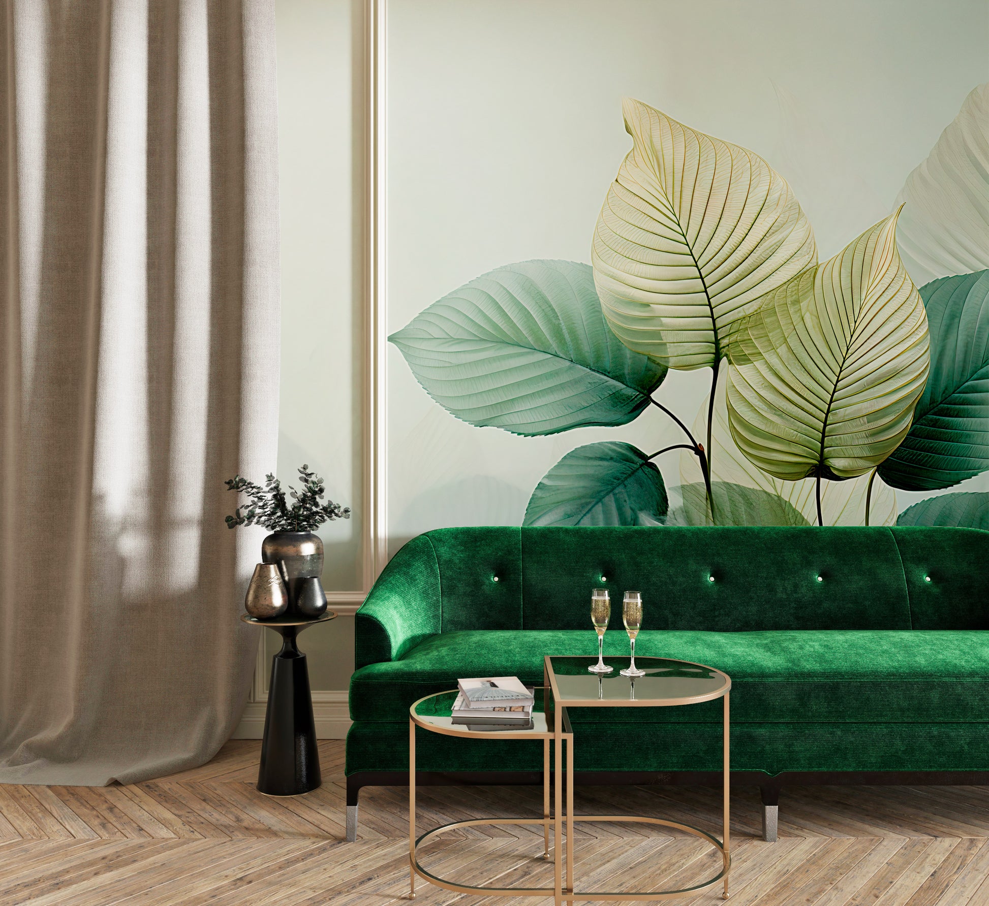 Green and Gold Plant Peel and Stick Decor