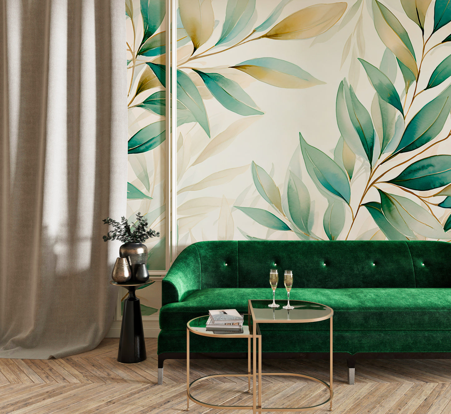 Green Leaves Wallpaper Peel and Stick